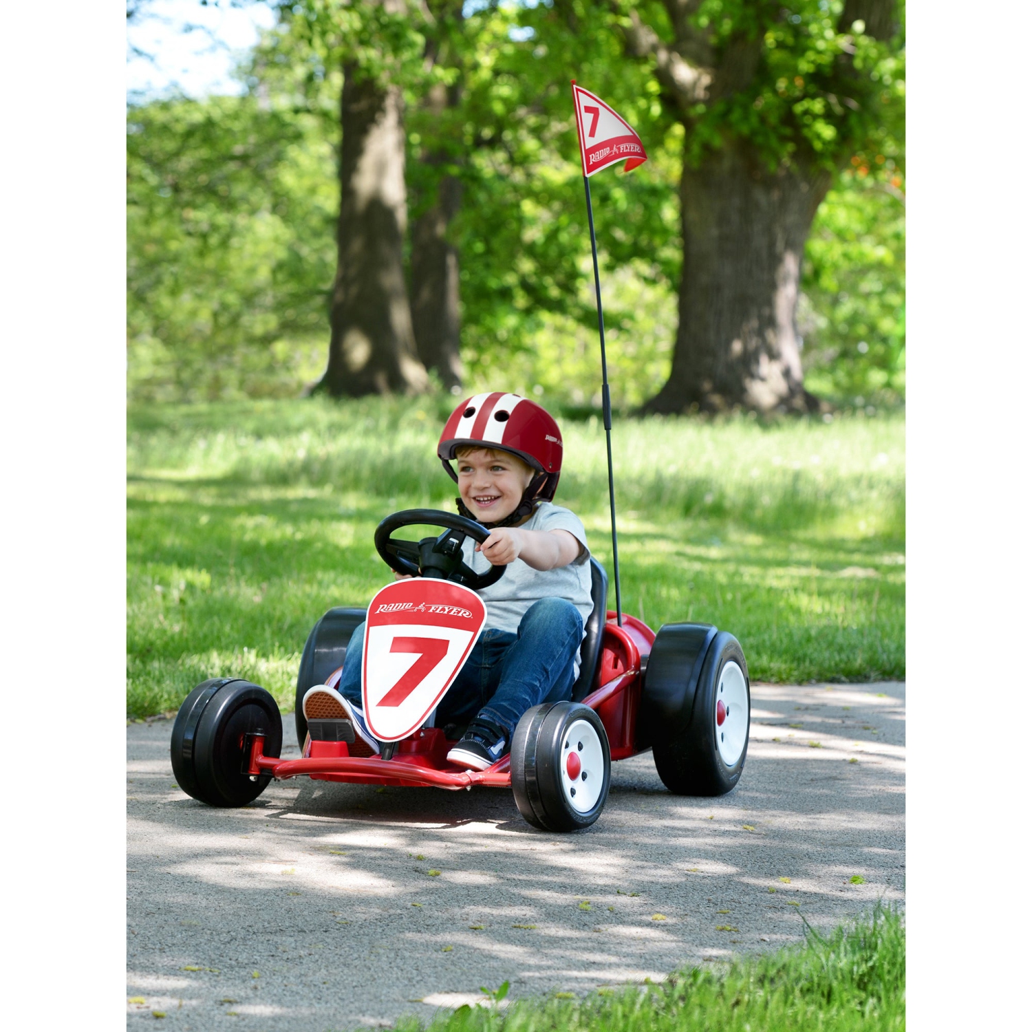 Radio Flyer – Kart à l’extérieur ajustable et alimenté par piles pour enfants, 941HZ, rouge