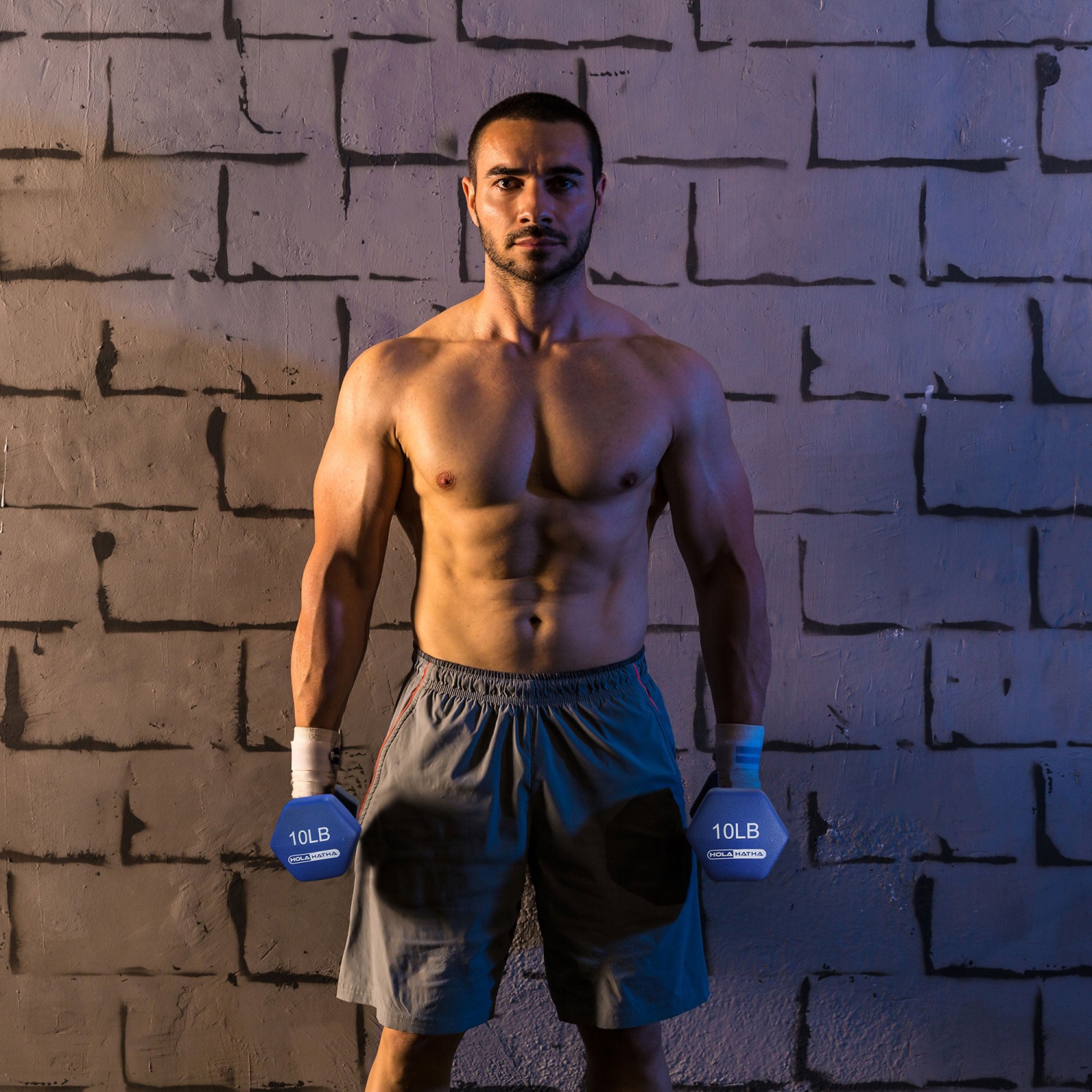 Ensemble de poids sans haltères en néoprène de 5, 10 et 15 lb de HolaHatha avec support