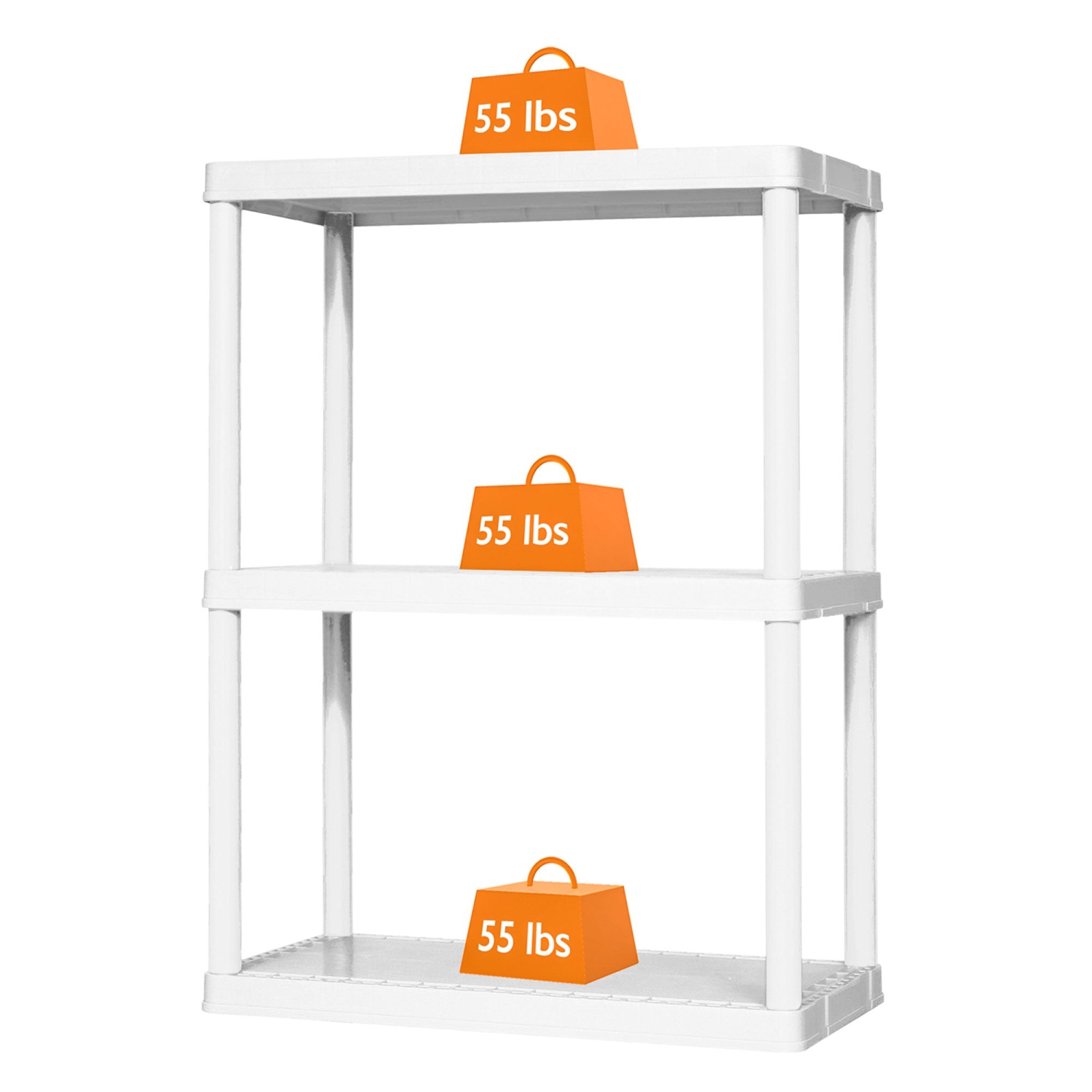 Étagère de rangement robuste à hauteur fixe Gracious Living, 3 tablettes, blanc