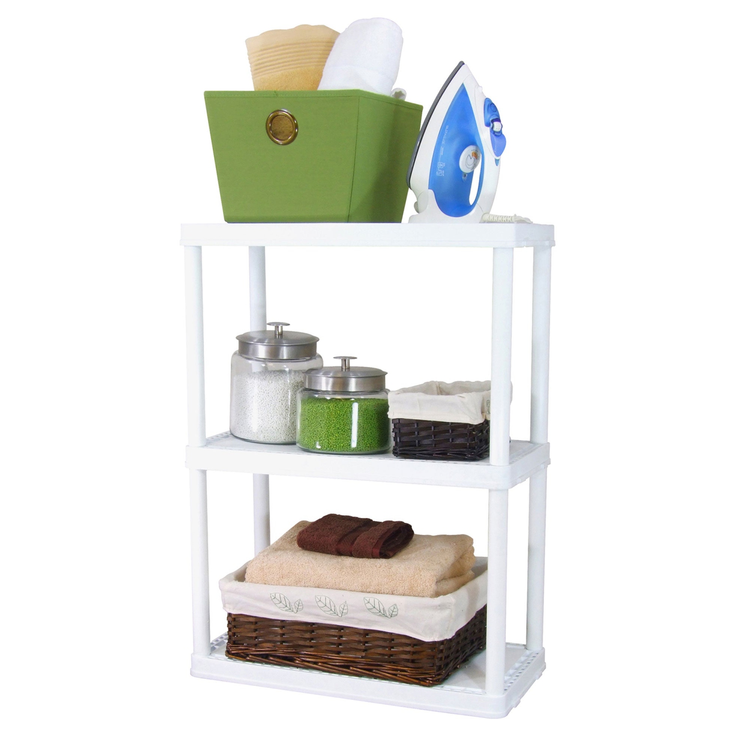 Étagère de rangement robuste à hauteur fixe Gracious Living, 3 tablettes, blanc