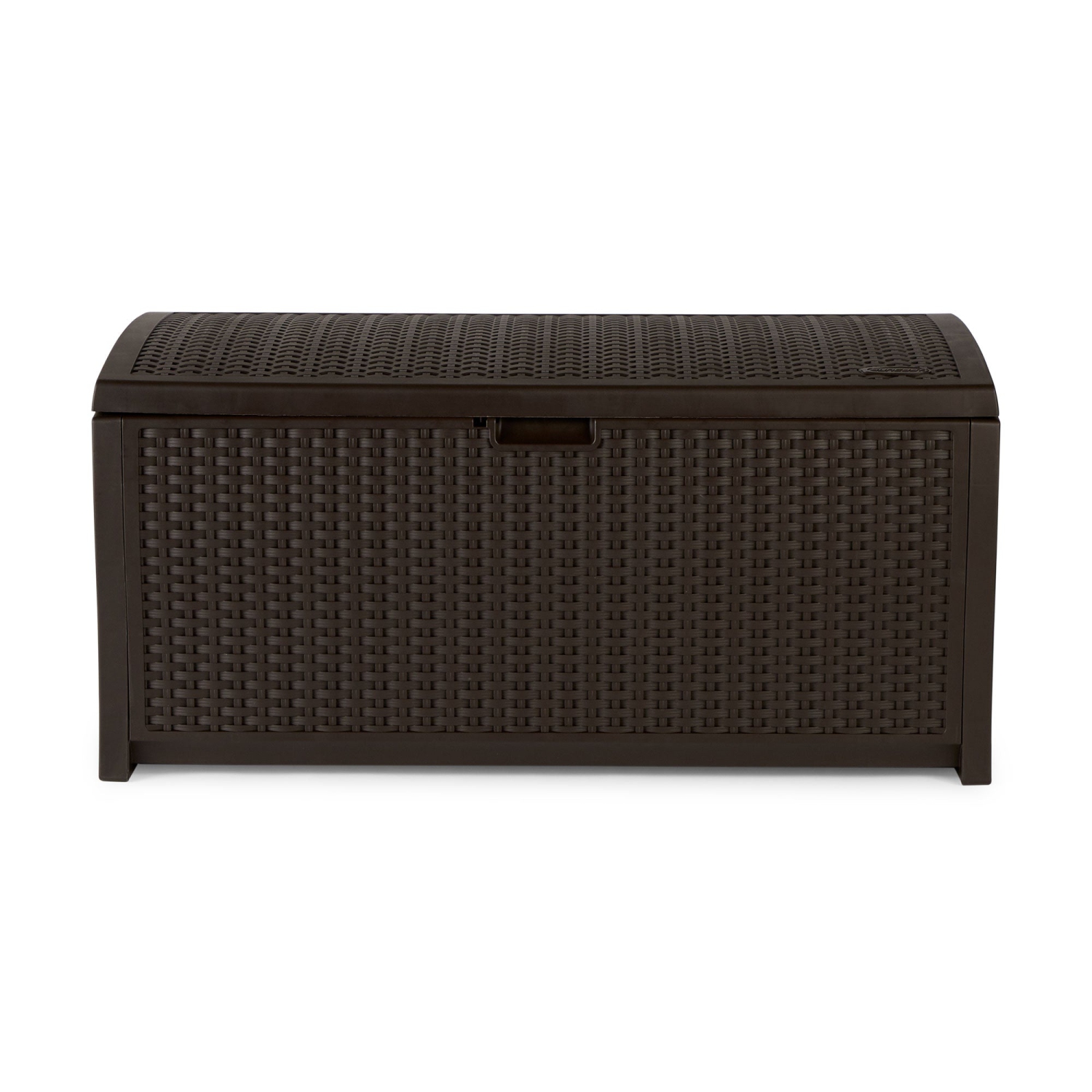 Suncast DBW7300 73 Gallon Resin Wicker Outdoor Patio Storage Deck Box, Mocha