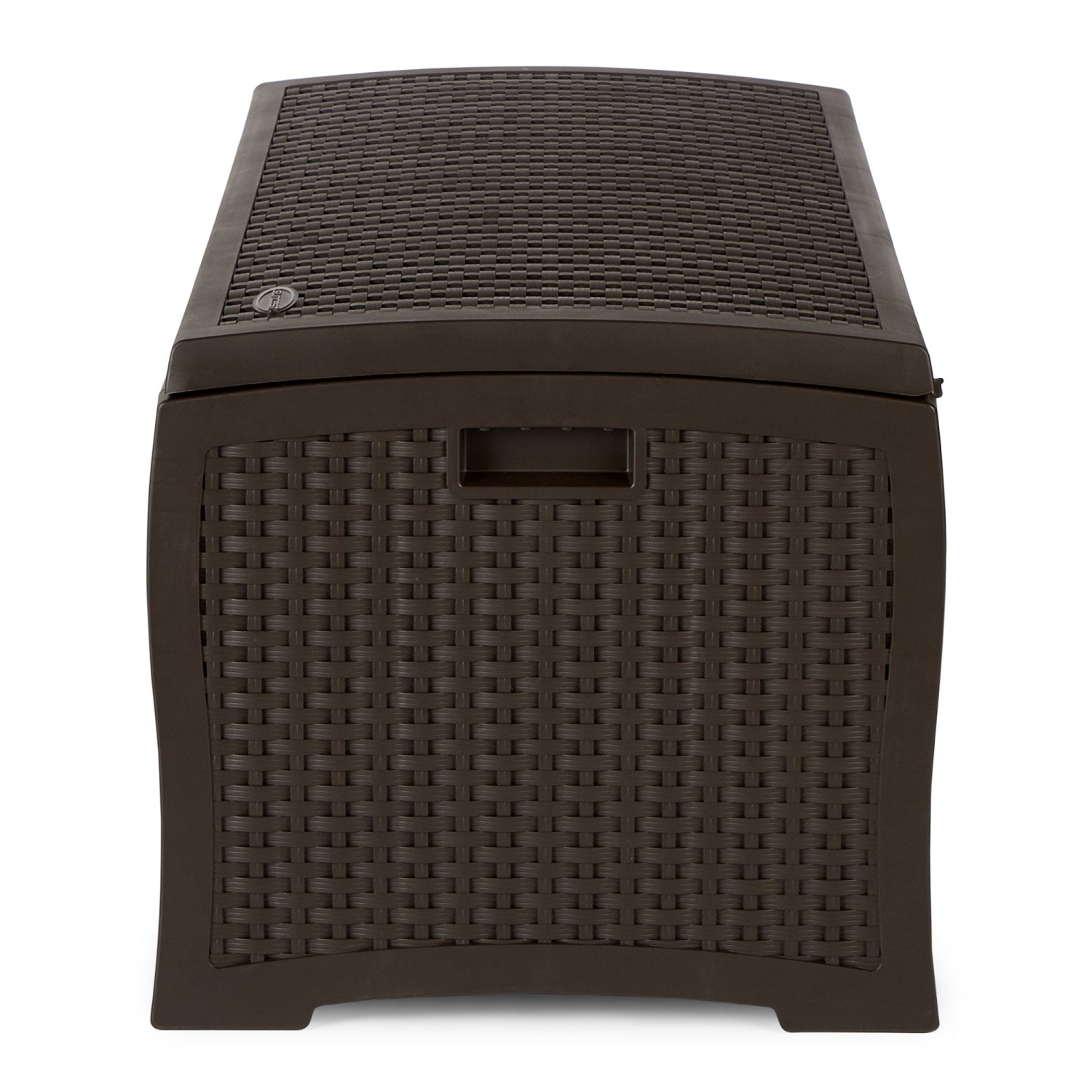 Suncast DBW7300 73 Gallon Resin Wicker Outdoor Patio Storage Deck Box, Mocha