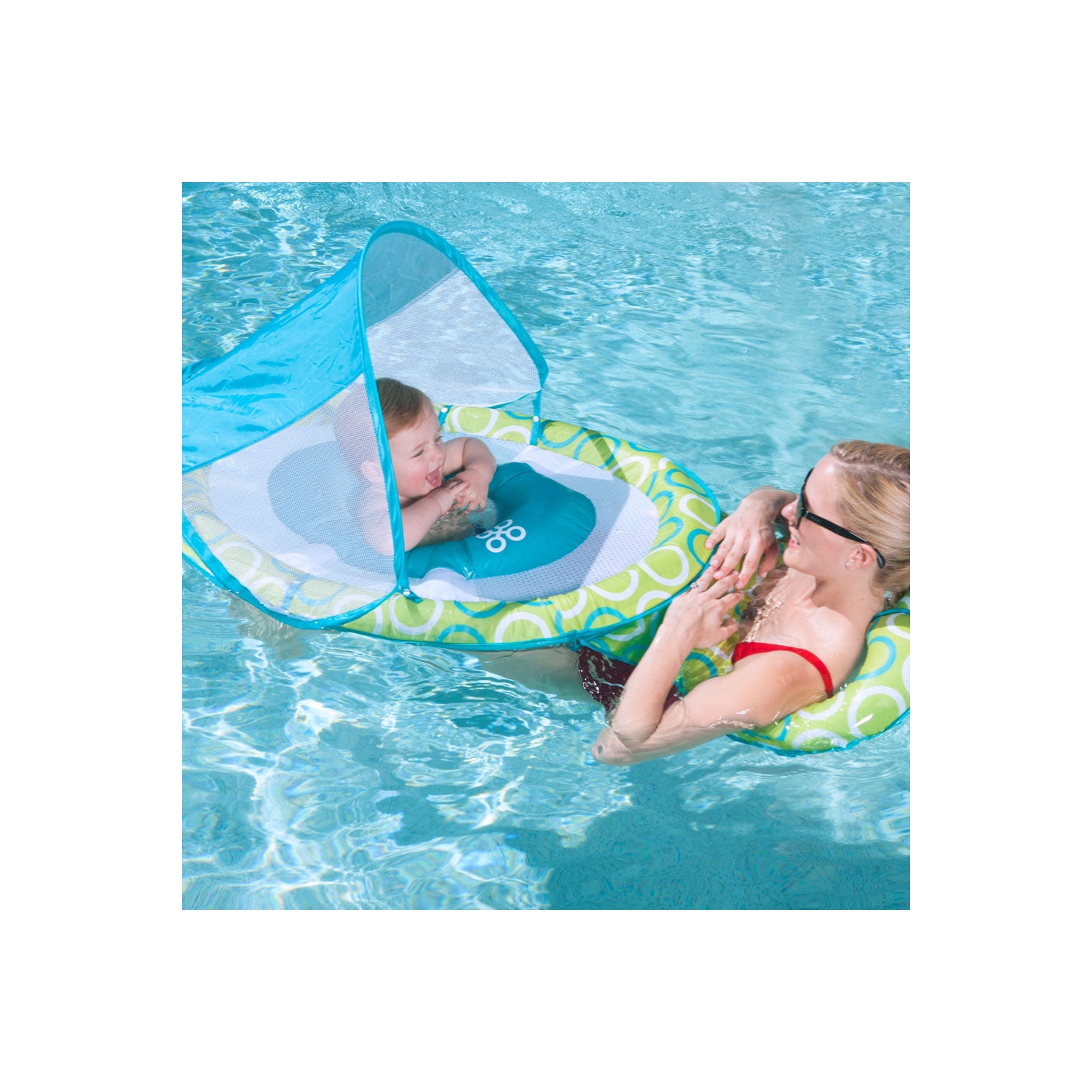 Flotteur à ressort pour bébé Mommy and Me de Swimways pour 9 à 24 mois avec auvent et lit