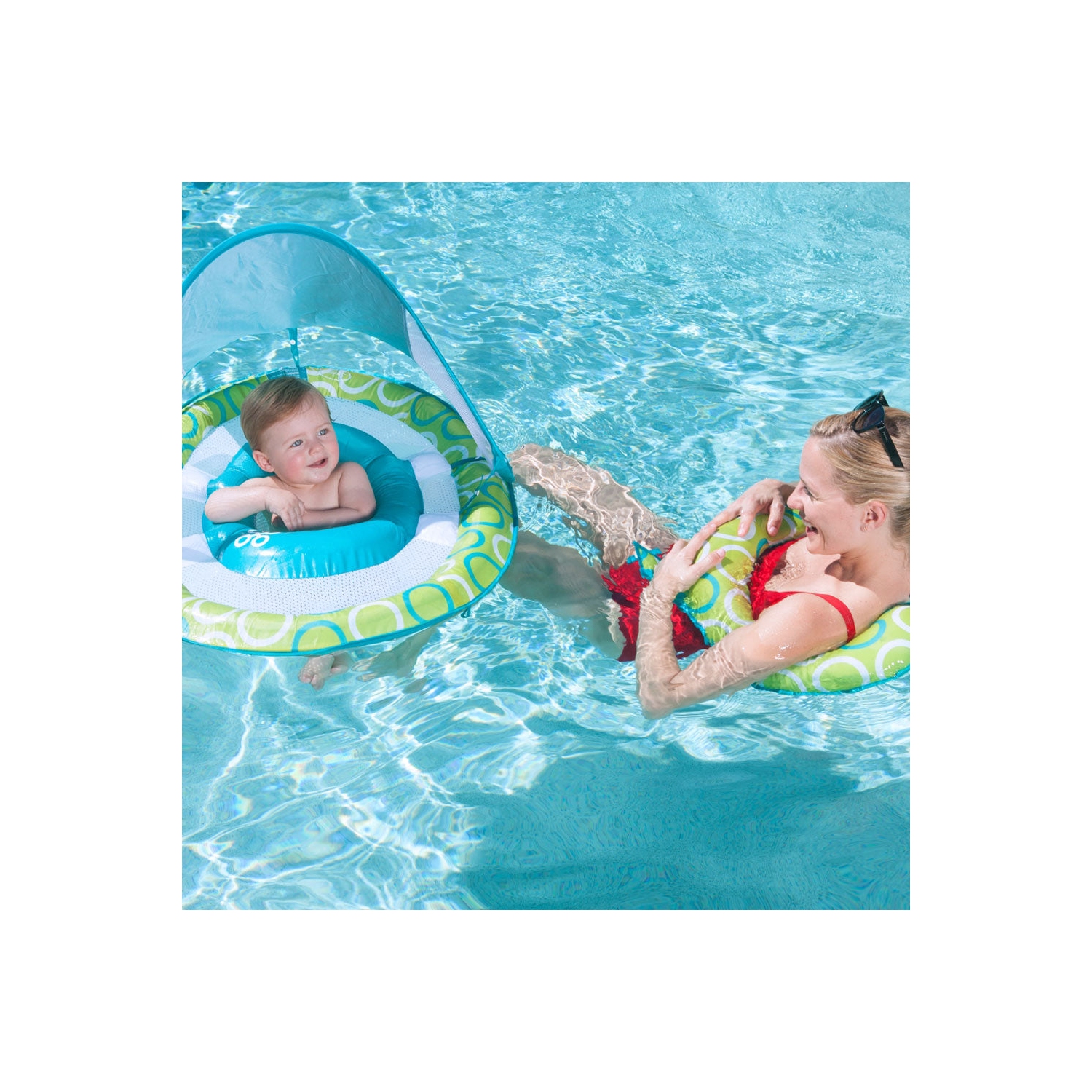 Flotteur à ressort pour bébé Mommy and Me de Swimways pour 9 à 24 mois avec auvent et lit