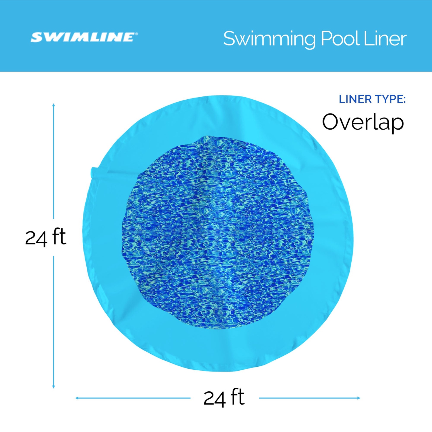 Swimline 24 Foot Swirl Blue Round Above Ground Swimming Pool Wall Overlap Liner