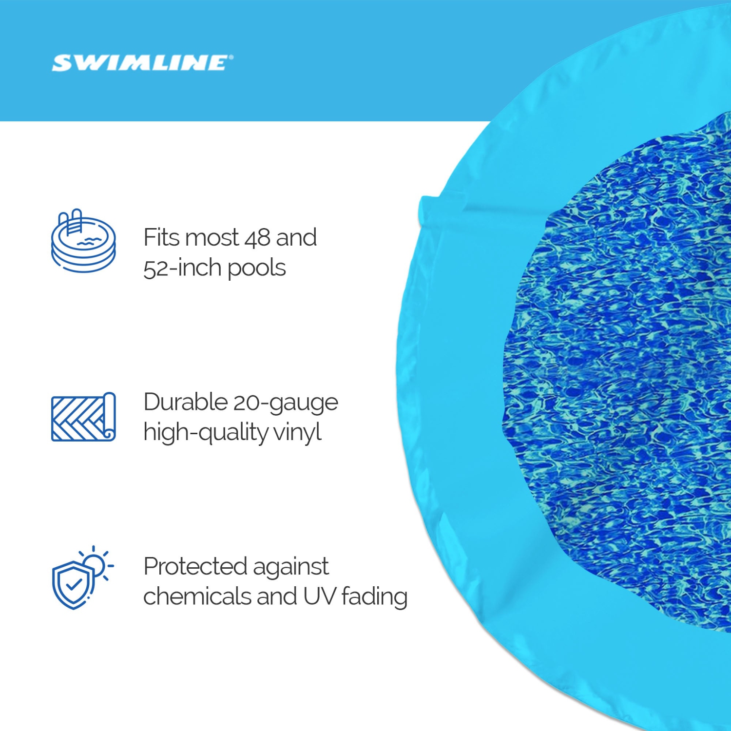 Swimline 24 Foot Swirl Blue Round Above Ground Swimming Pool Wall Overlap Liner