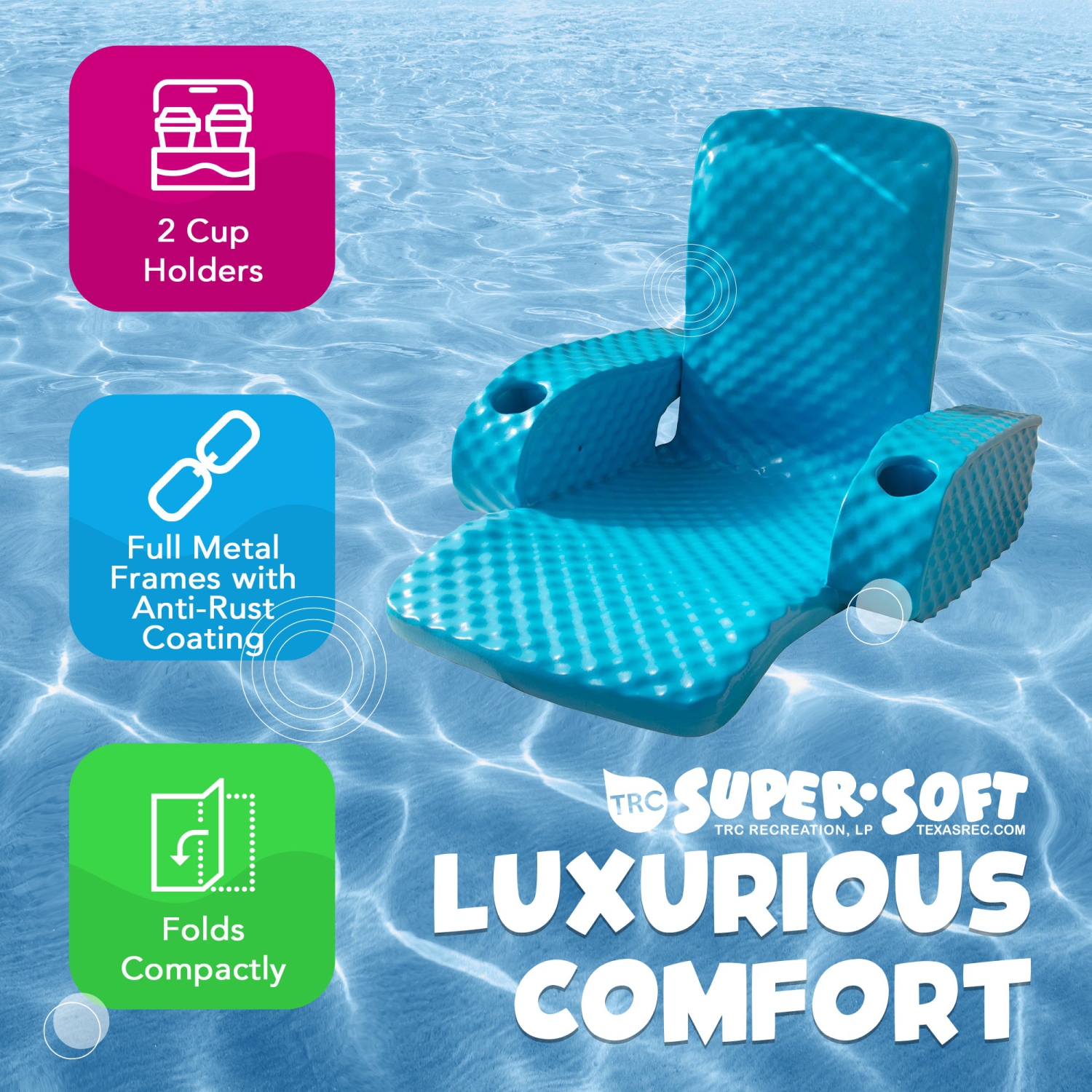 TRC Recreation – Chaise pliante Baja pour piscine, fauteuil flottant, sarcelle tropicale
