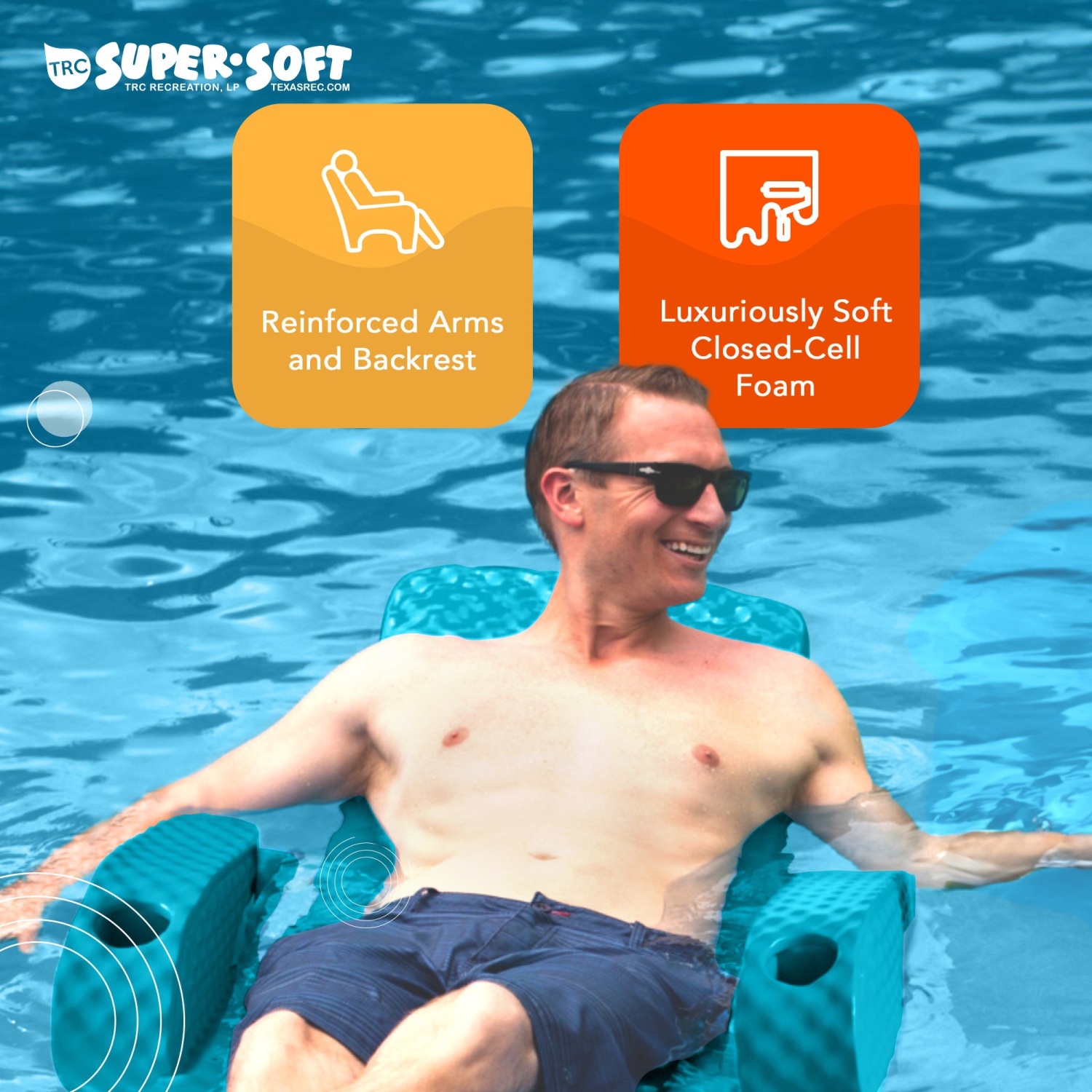 TRC Recreation – Chaise pliante Baja pour piscine, fauteuil flottant, sarcelle tropicale