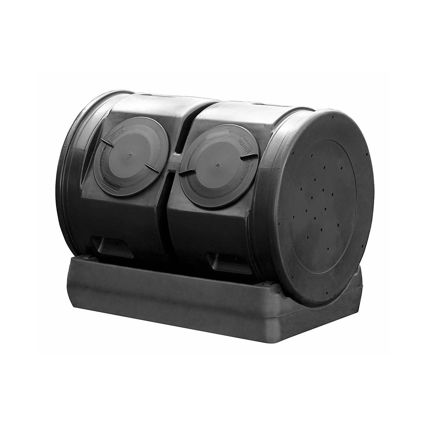 Good Ideas Compost Wizard Outdoor Garden Dual Tumbler Compost Container, Black