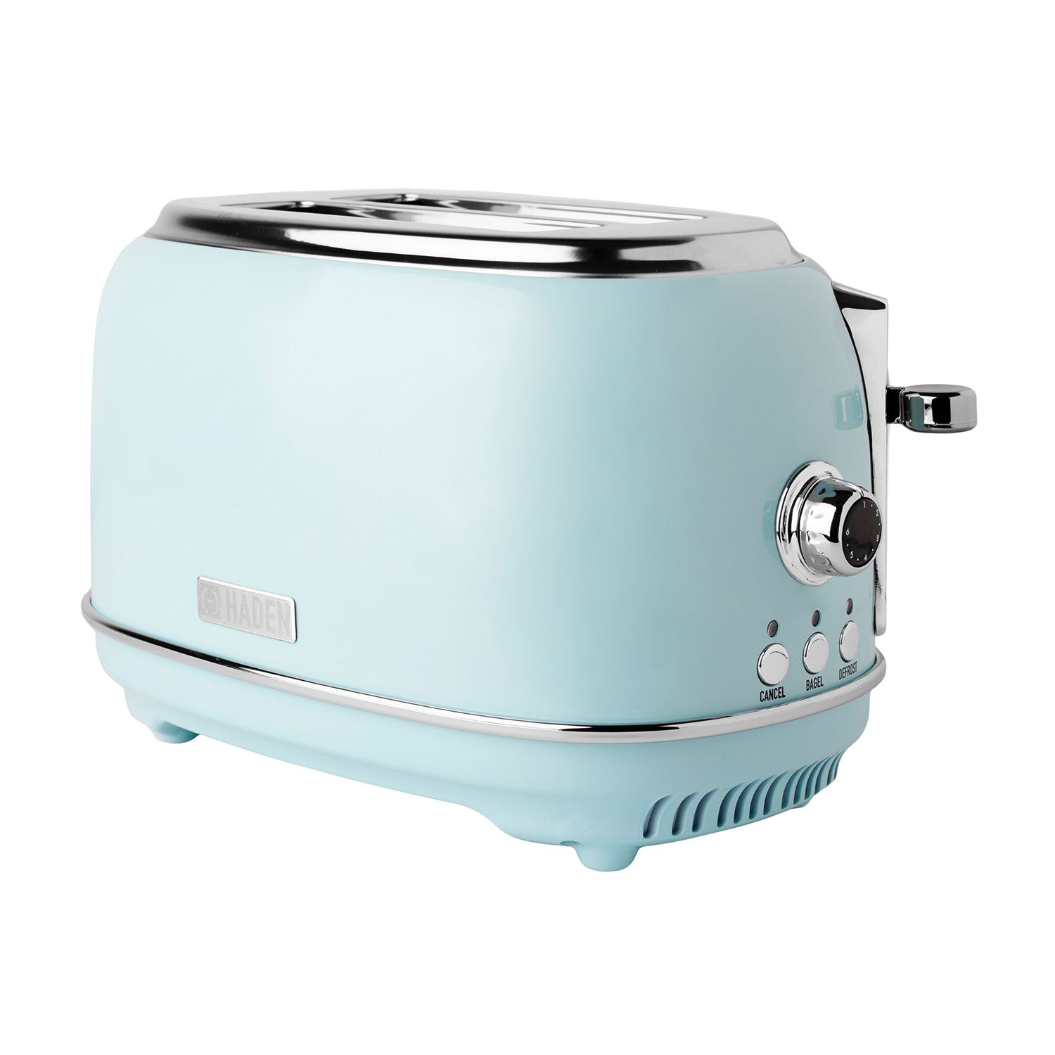 Haden Heritage 2 Slice Wide Slot Stainless Steel Toaster, Turquoise & Chrome