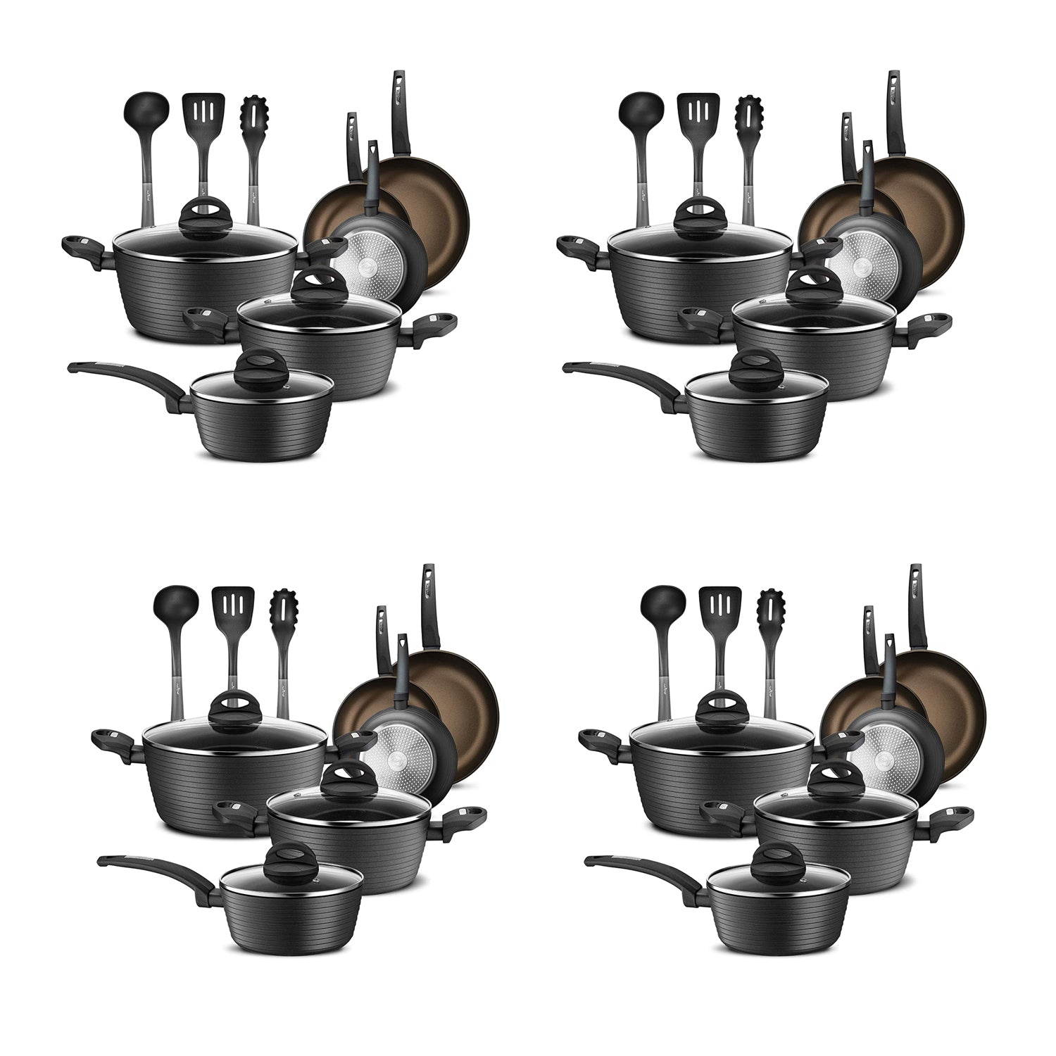 NutriChef Ridge Line Nonstick Kitchen Cookware 12 Piece Pots & Pans Set