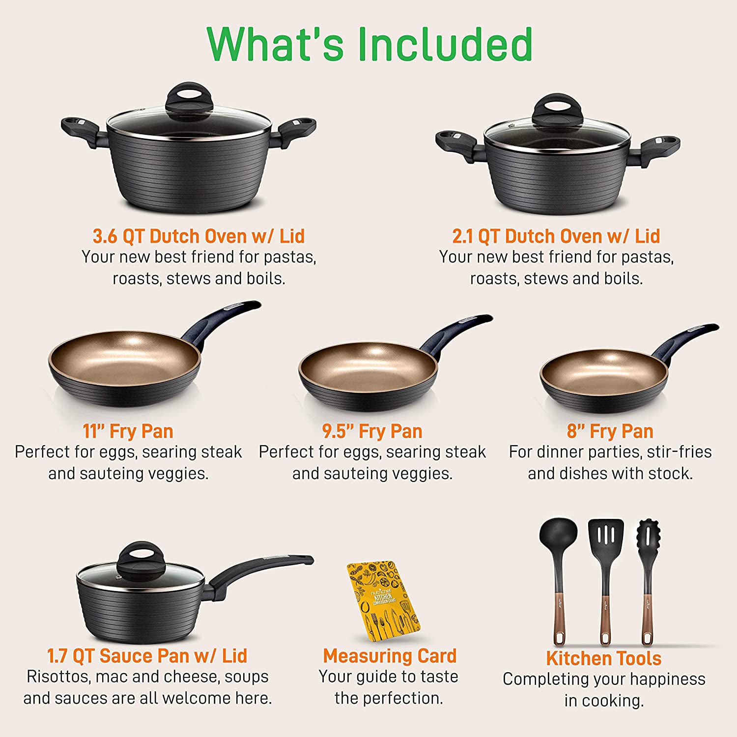 NutriChef Ridge Line Nonstick Kitchen Cookware 12 Piece Pots & Pans Set