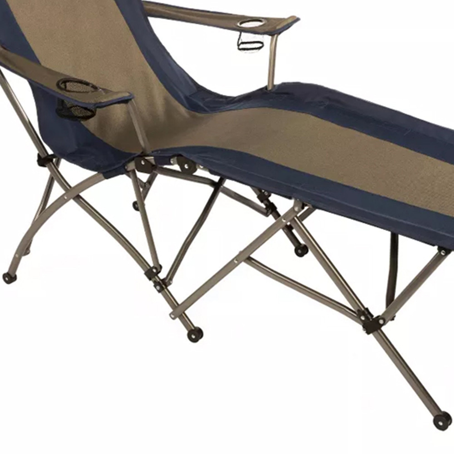 Kamp-Rite – Chaise de plage pliable extérieure à accoudoirs souples, bleu marine/havane