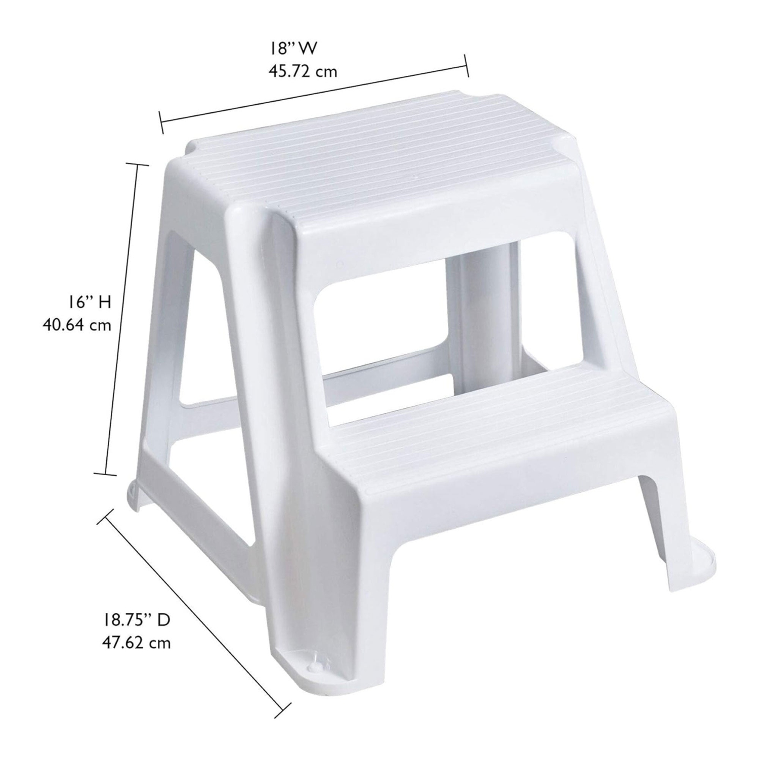Gracious Living 16" Plastic 2 Step Portable Garage Home & Kitchen Stool, White