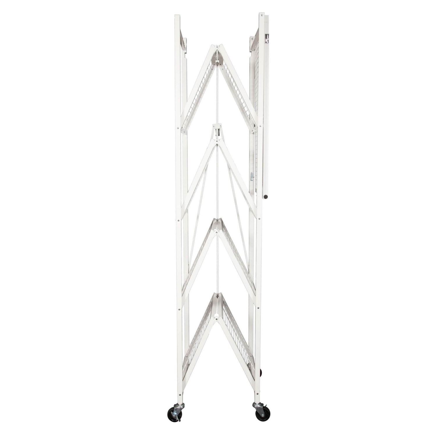 Origami Large Wheeled 5-Shelf Folding Steel Wire Shelving, White