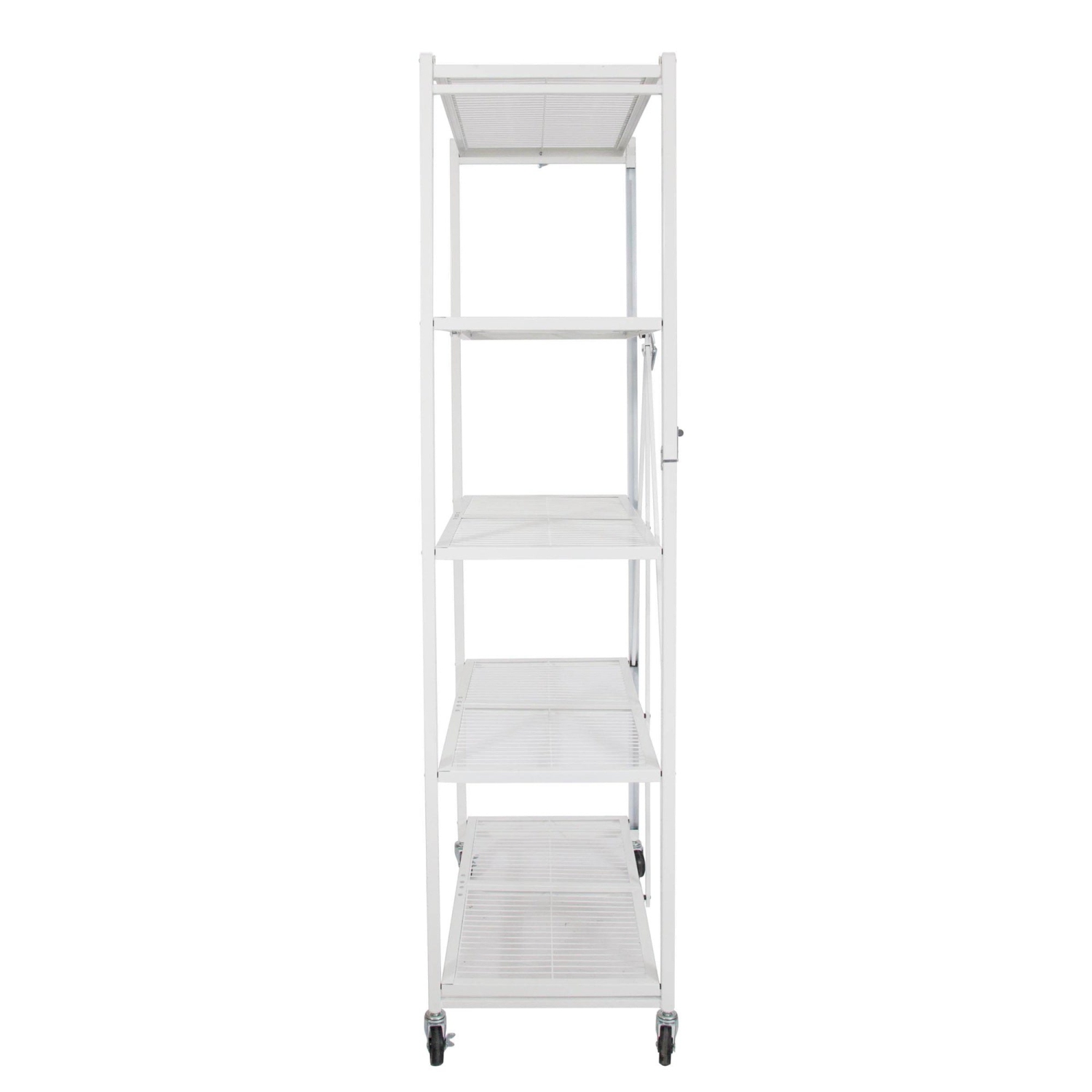 Origami Large Wheeled 5-Shelf Folding Steel Wire Shelving, White