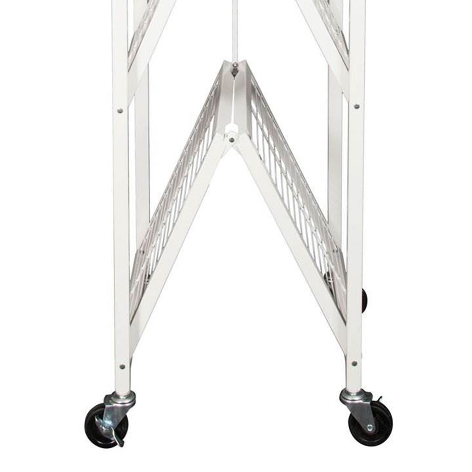 Origami Large Wheeled 5-Shelf Folding Steel Wire Shelving, White