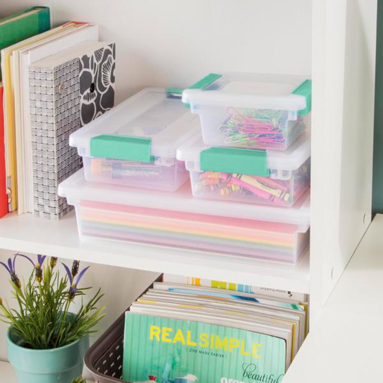 Sterilite Plastic Mini Clip Storage Box Container with Latching Lid, 12 Pack