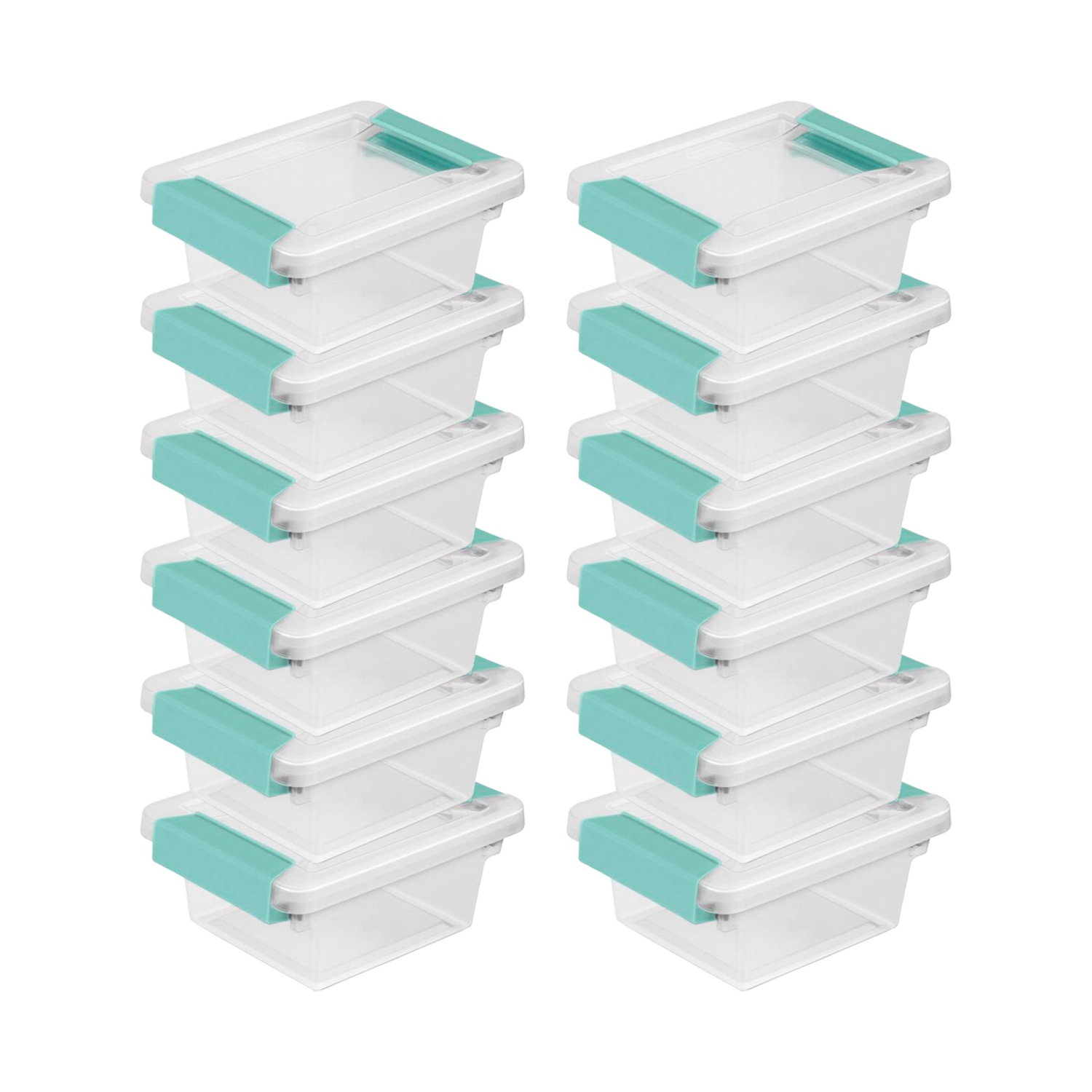 Sterilite Plastic Mini Clip Storage Box Container with Latching Lid, 12 Pack
