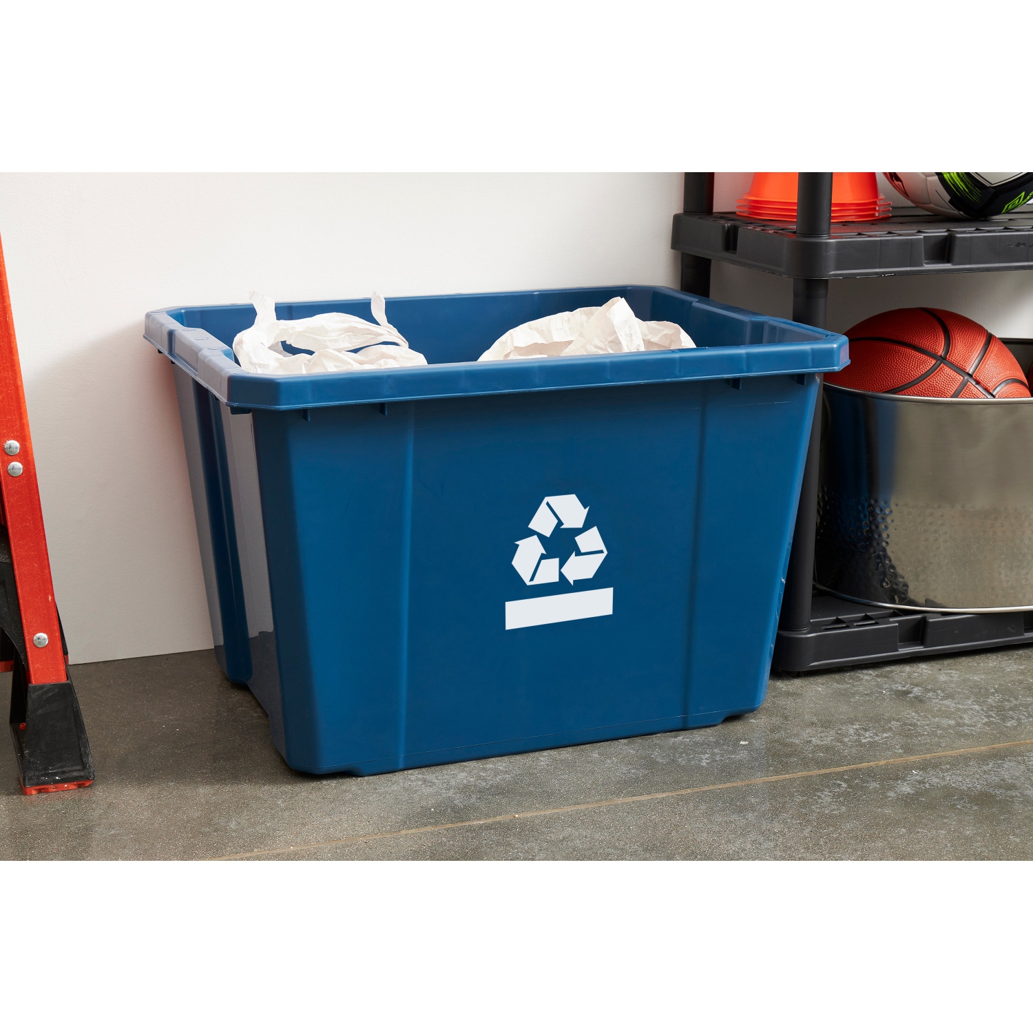 Gracious Living Medium Curbside Blue Box 17 Gallon Home Recycling Bin