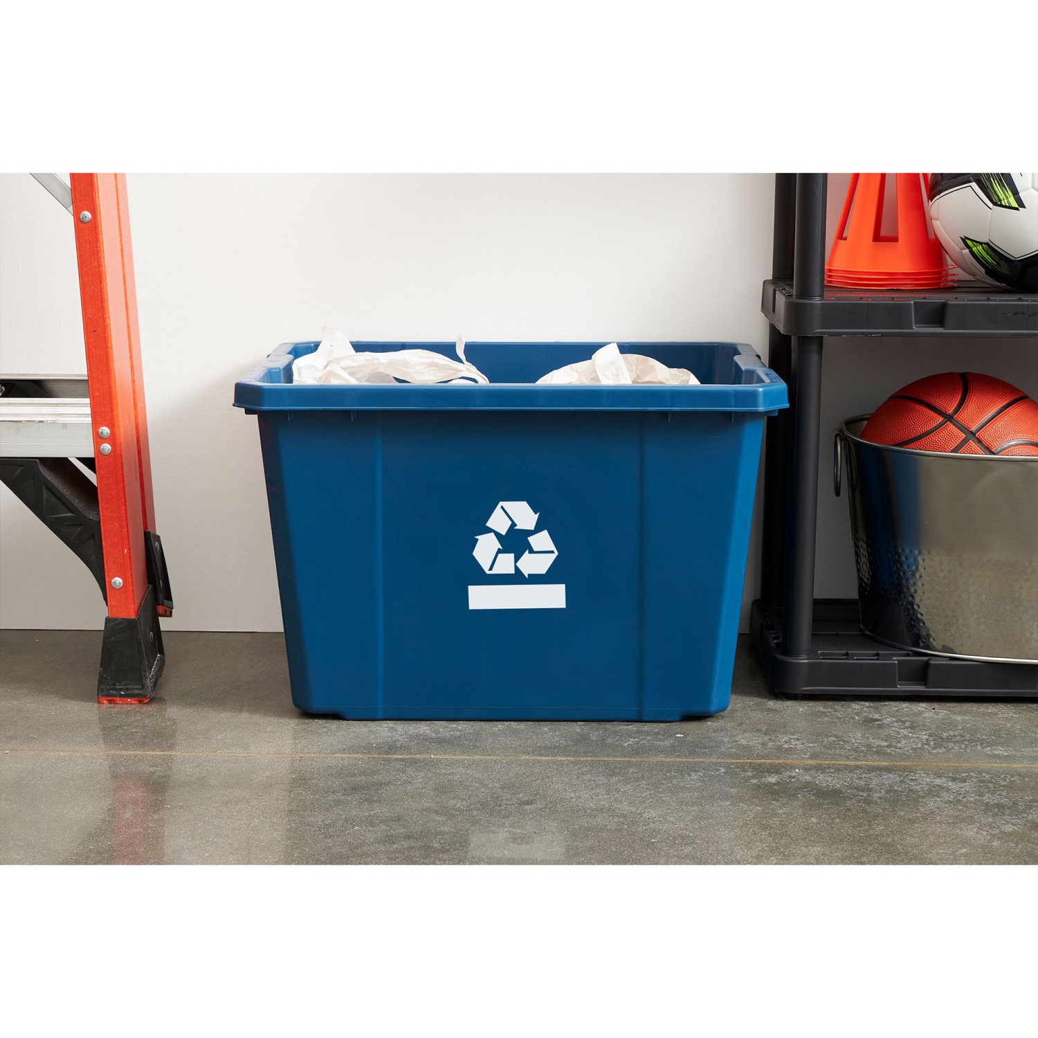 Gracious Living Medium Curbside Blue Box 17 Gallon Home Recycling Bin