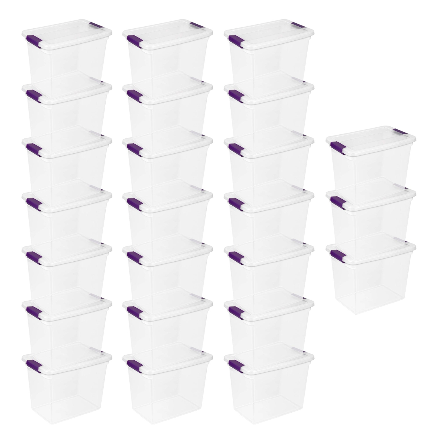 Sterilite 27 Qt ClearView Latch Storage Stackable Bin with Latching Lid, 24 Pack