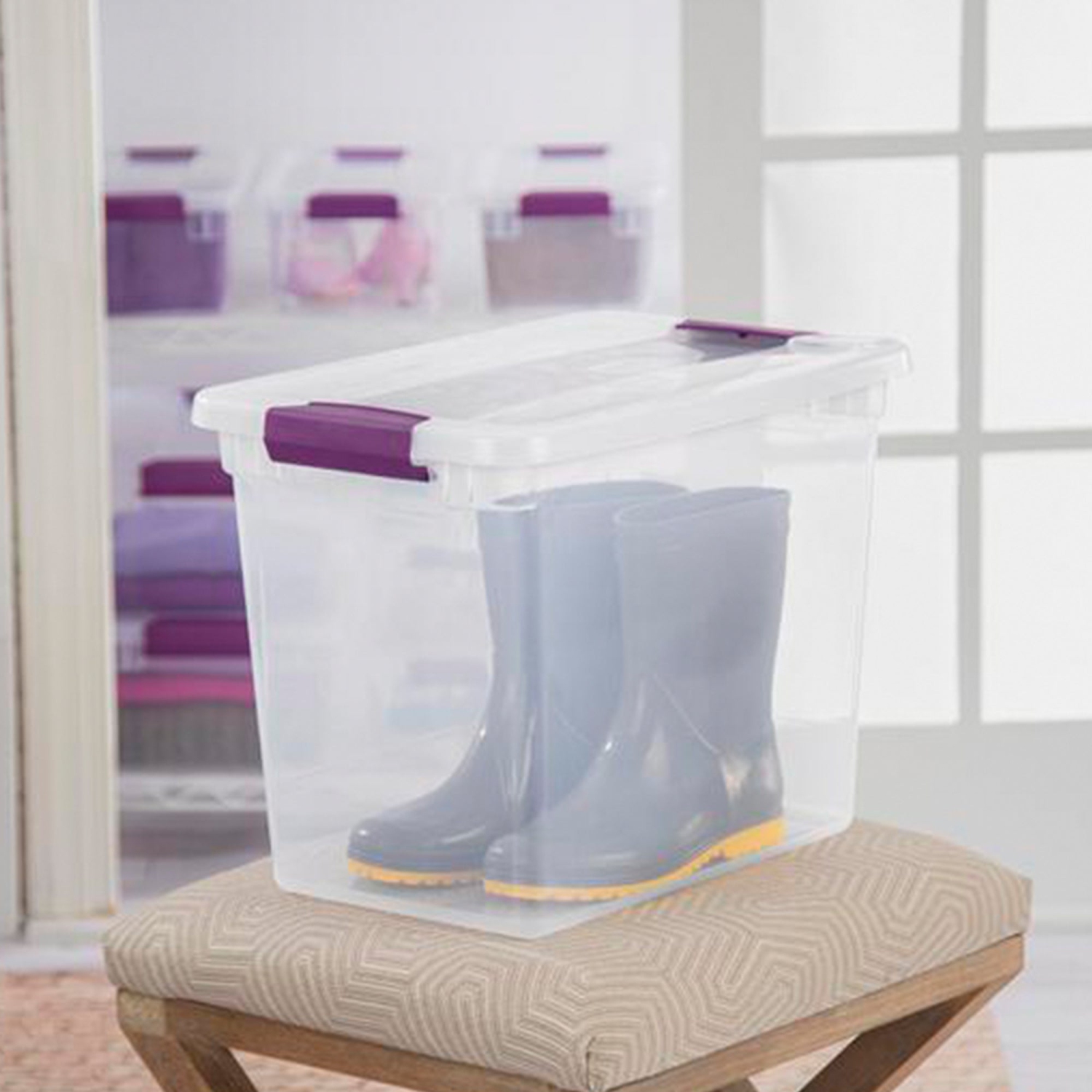 Sterilite 27 Qt ClearView Latch Storage Stackable Bin with Latching Lid, 24 Pack