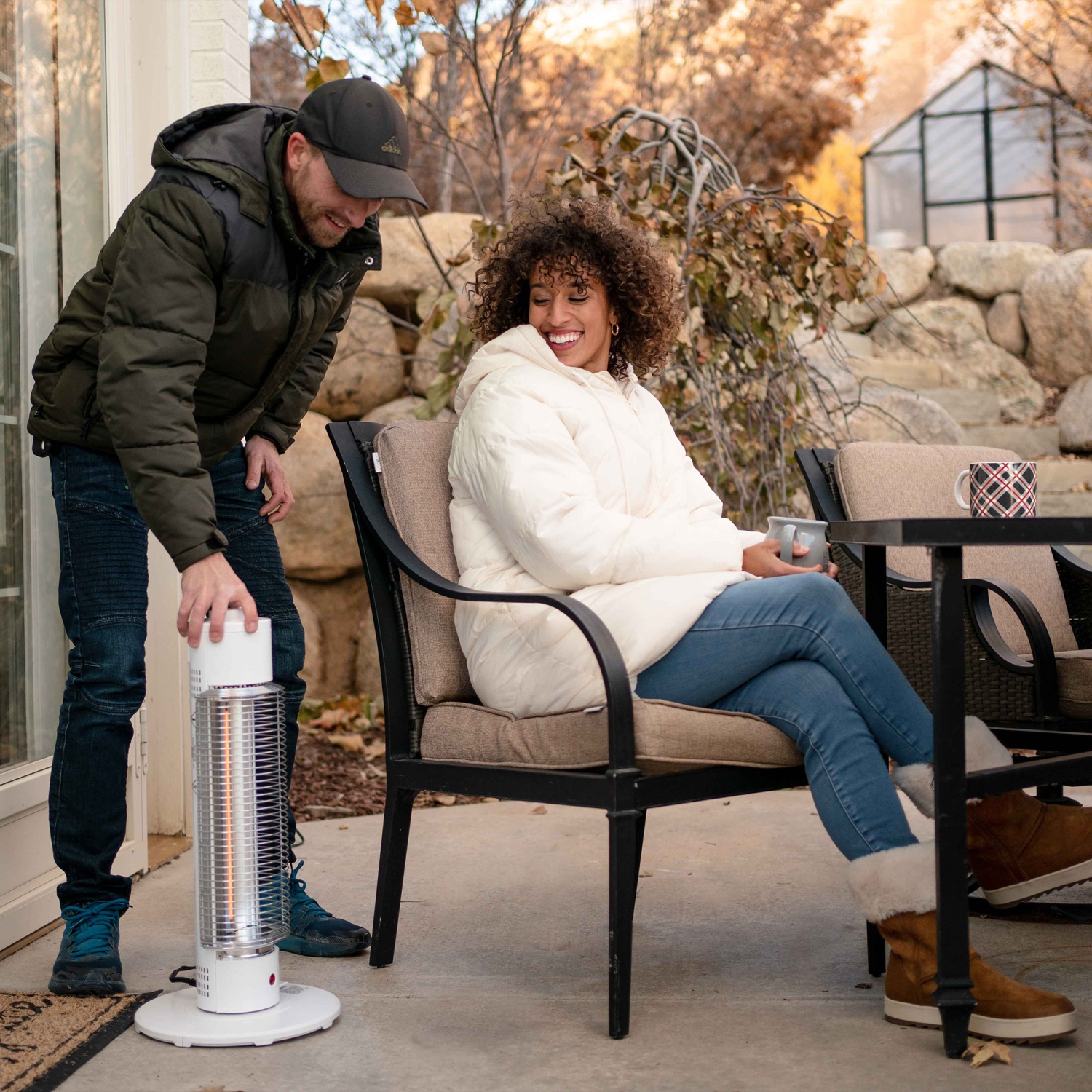 HeatMate Medium Sized Efficient Electric Graphite Tower Indoor Space Heater