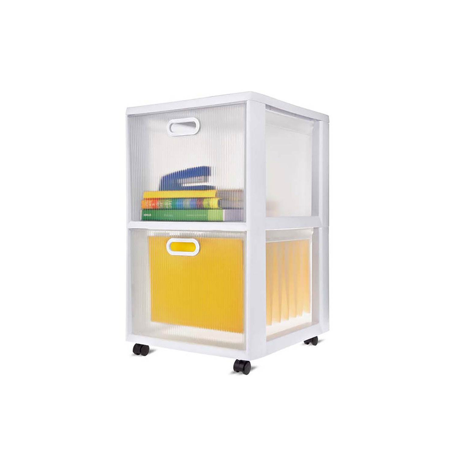 Sterilite Ultra 2 Drawer Filing Storage Cart, Plastic Rolling Organizer, 4 Pack