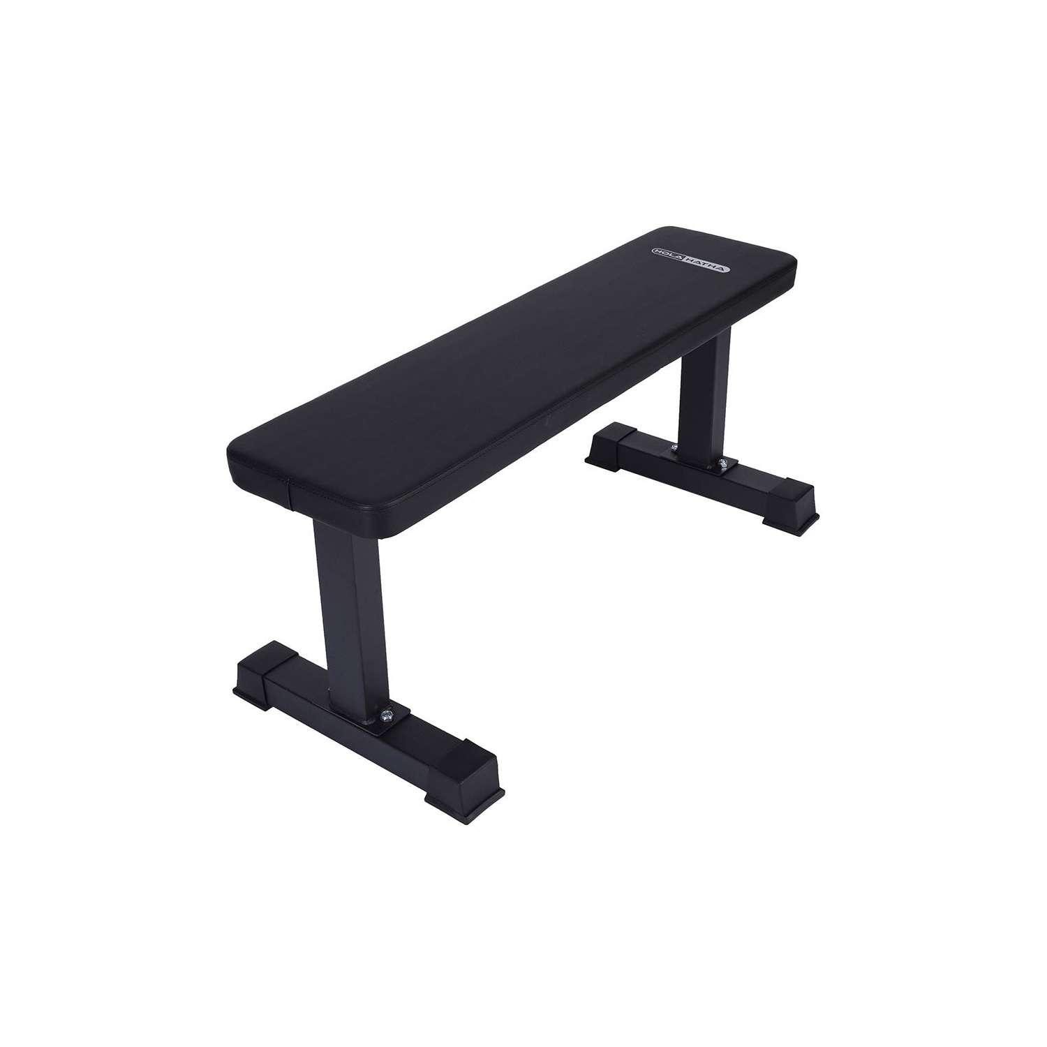 HolaHatha Steel Frame Foam Padded Flat Freeweight Bench for Weight Training
