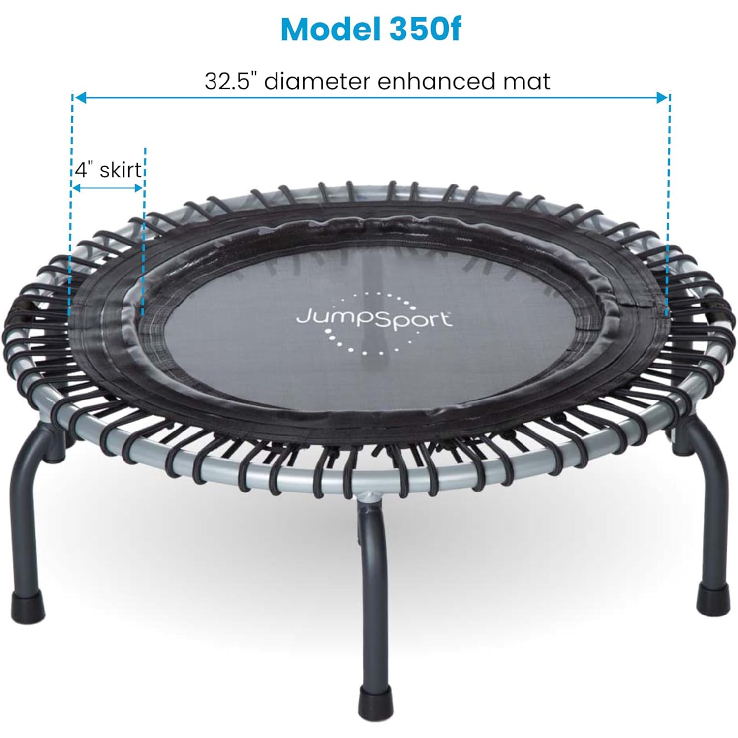 JumpSport – trampoline d’intérieur pliable et léger de 39 po, noir, 350F lb