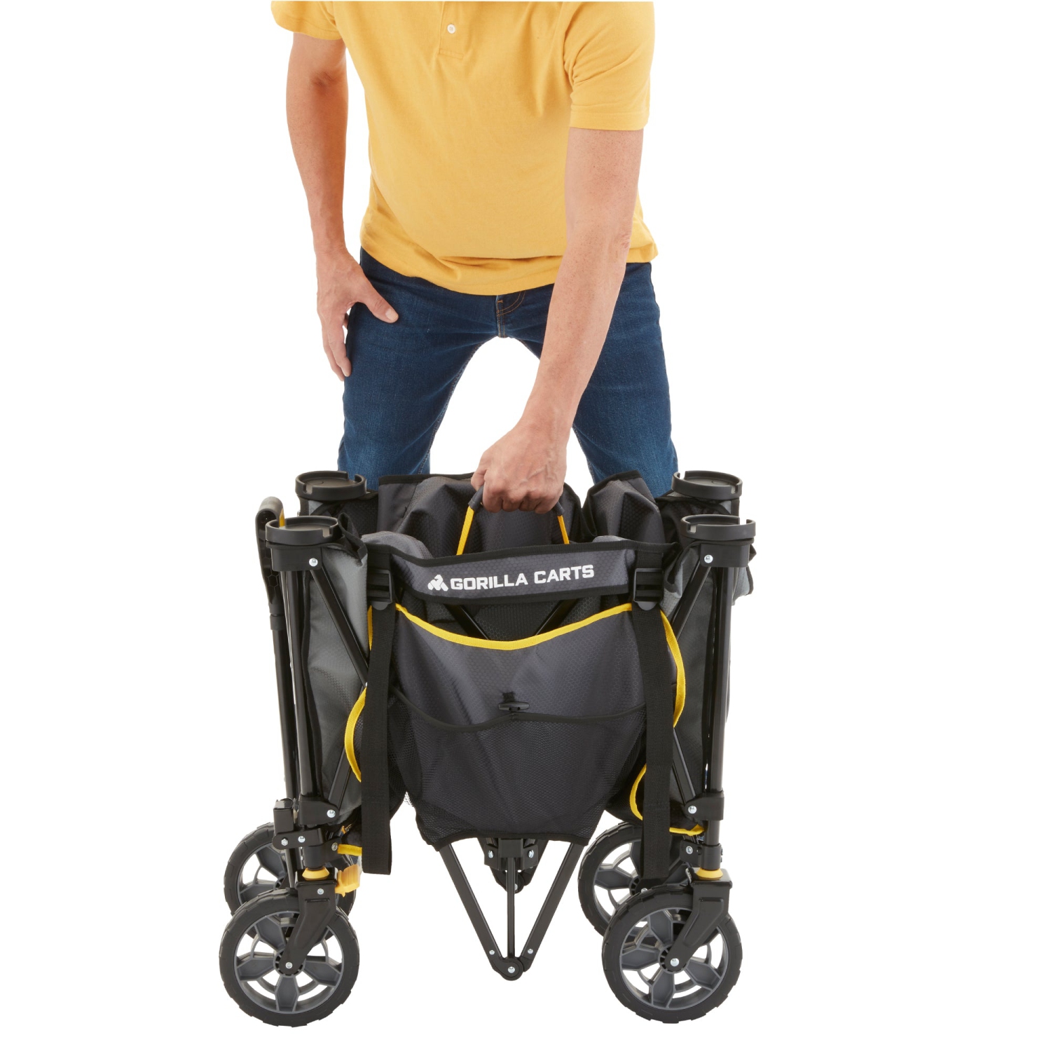 Chariot utilitaire de plage pliable de 7 pieds cubes Gorilla avec lit surdimensionné, gris