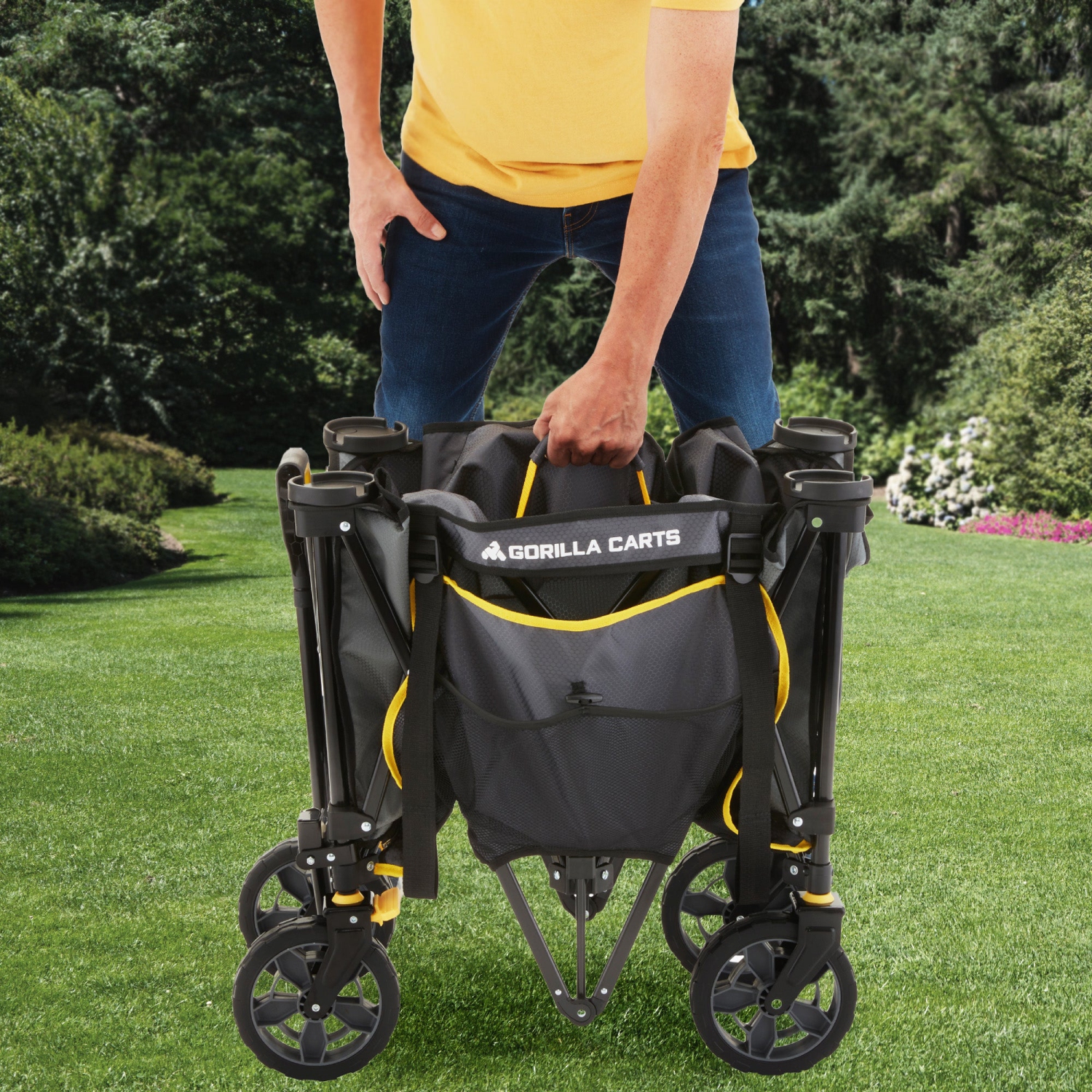 Chariot utilitaire de plage pliable de 7 pieds cubes Gorilla avec lit surdimensionné, gris