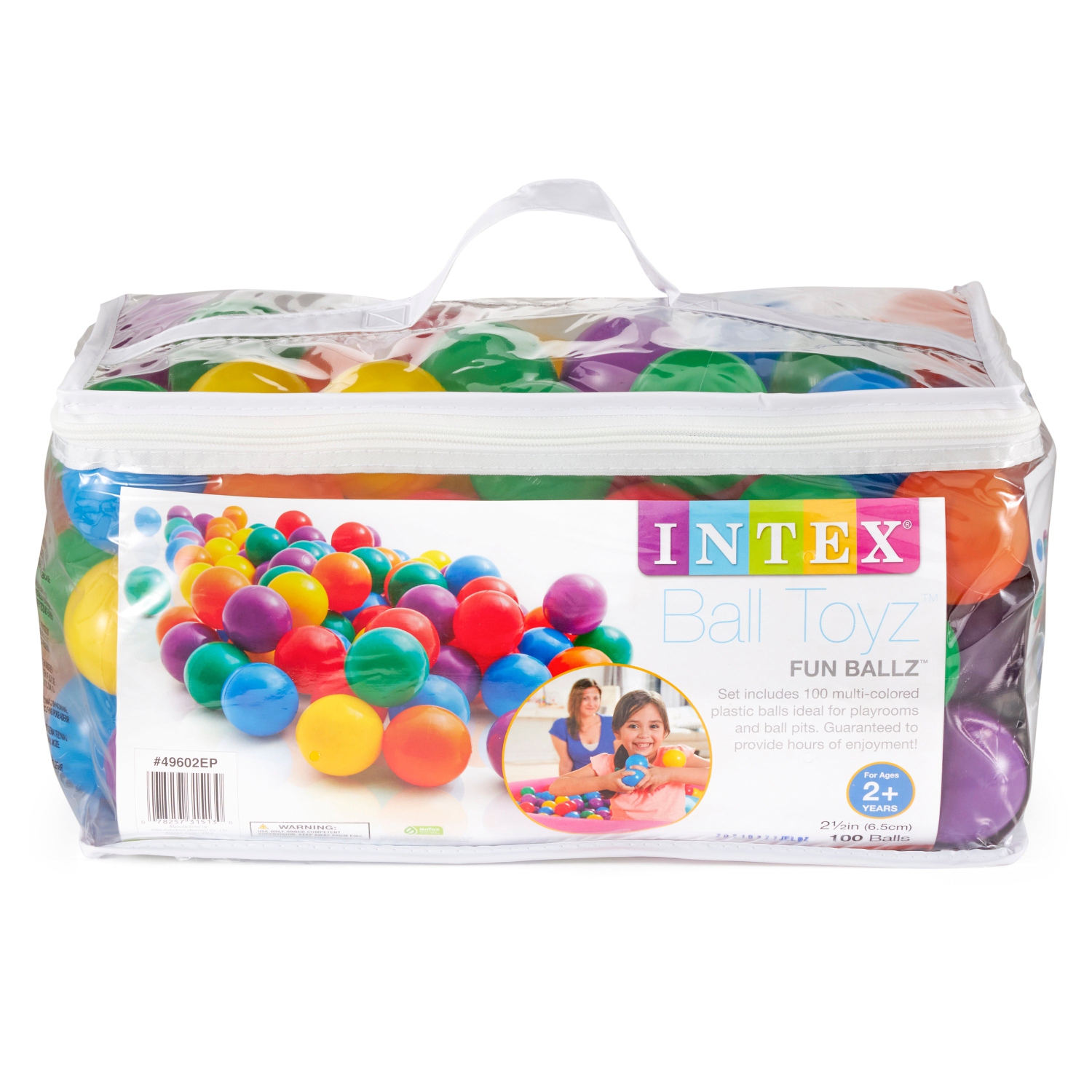 100 Pack Intex Small Plastic Multi-Colored Fun Ballz For A Ball Pit