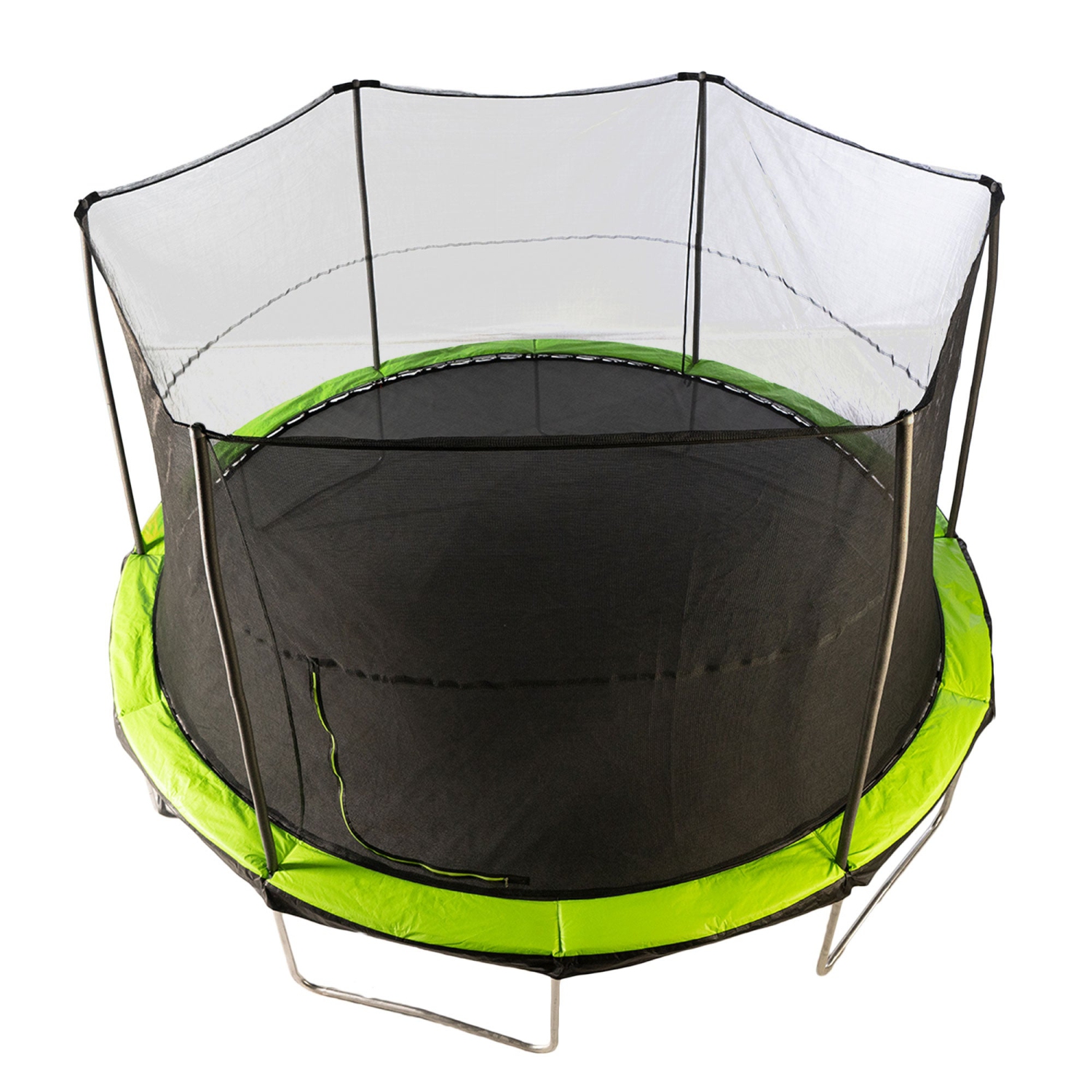 JumpKing – trampoline de 14 pi avec système de protection, noir/vert lime