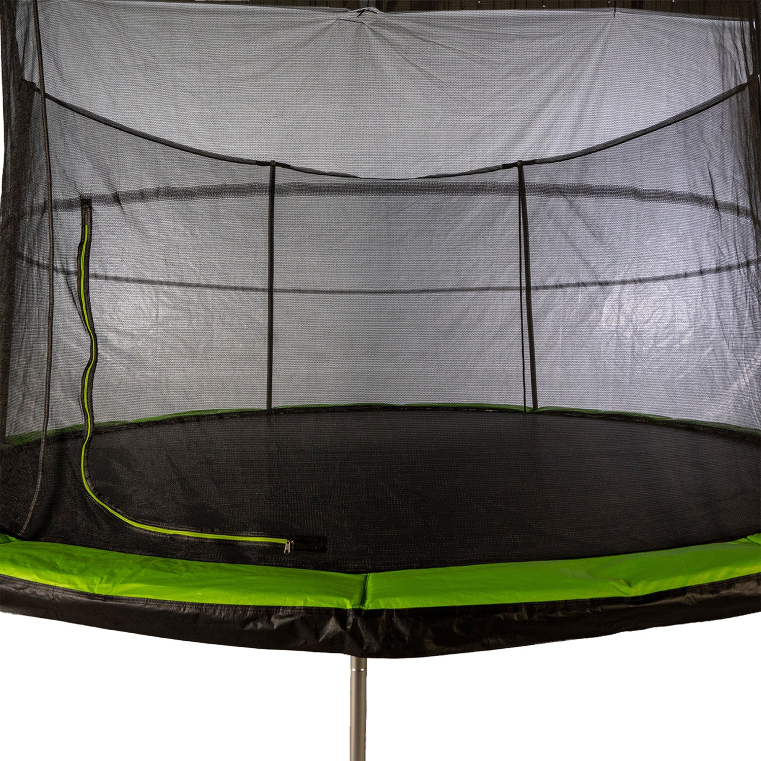 JumpKing – trampoline de 14 pi avec système de protection, noir/vert lime