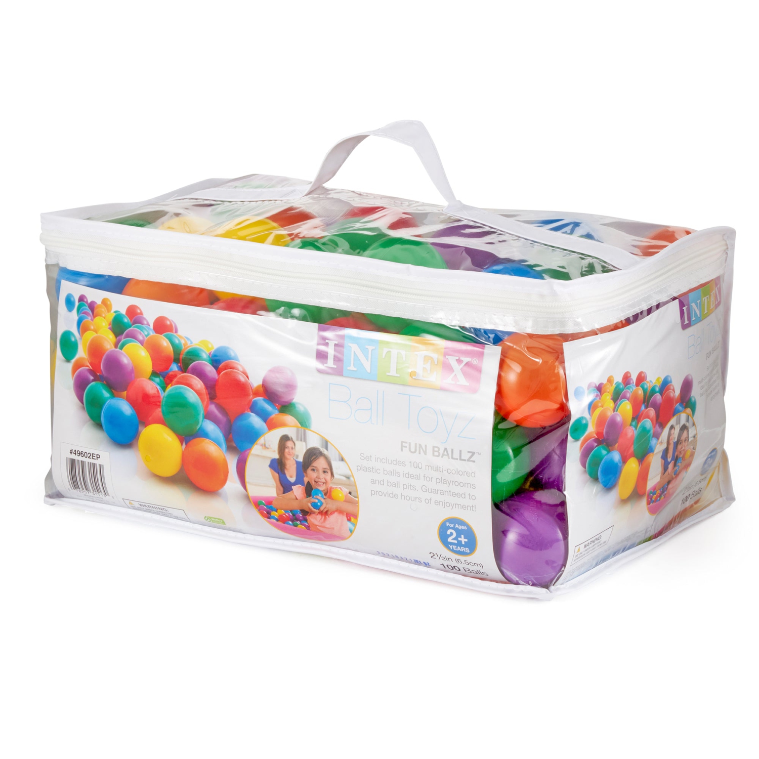Intex 100 Pack Small Plastic Multi-Colored Fun Ballz For A Ball Pit