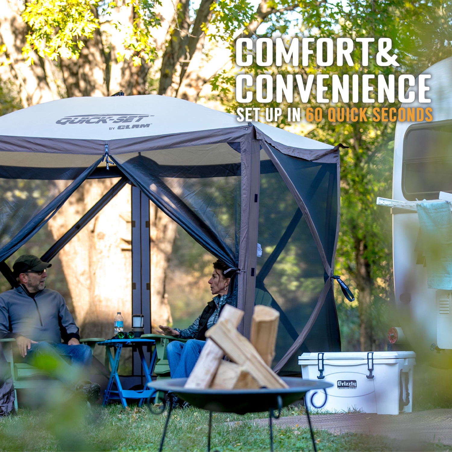 Abri de camping portatif de 9 x 9 pi Venture à montage rapide, bleu