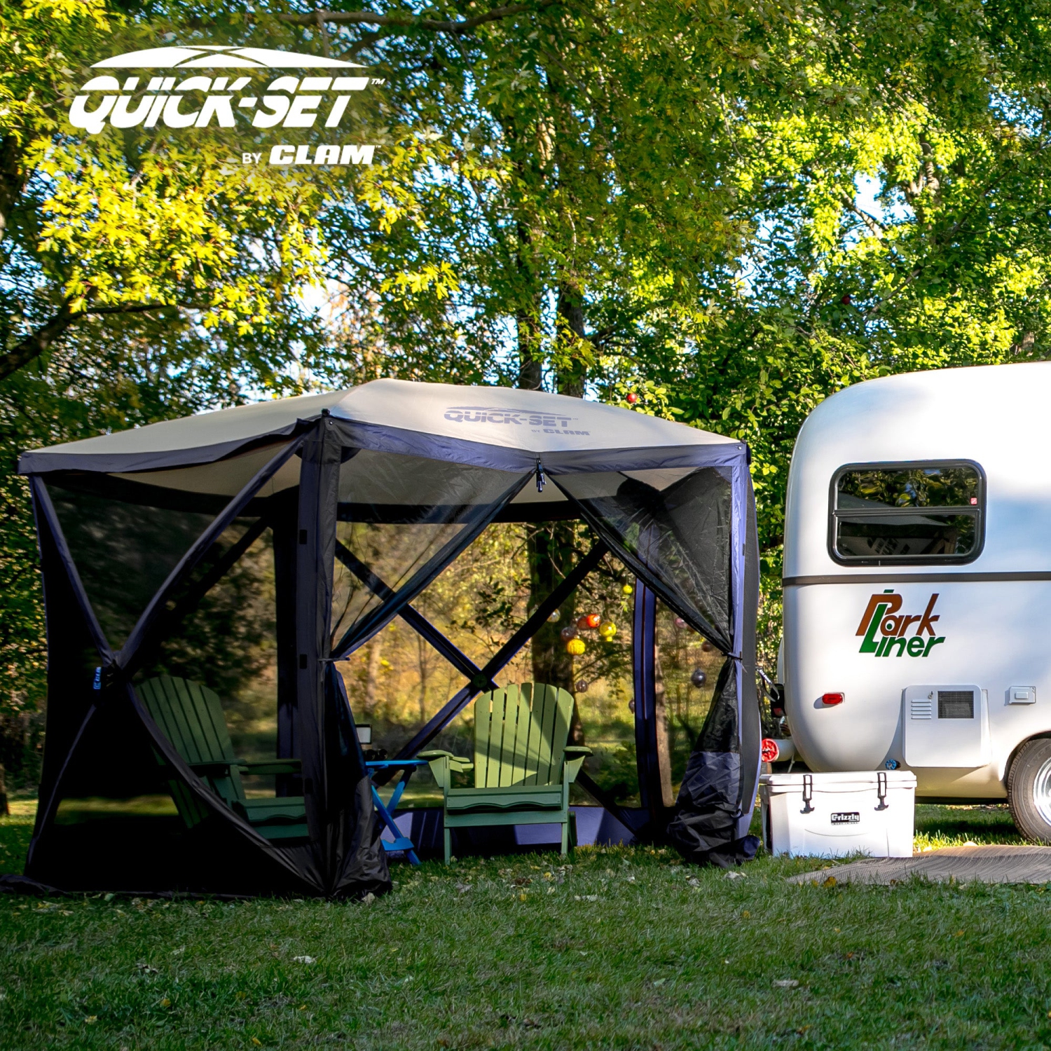 Abri de camping portatif de 9 x 9 pi Venture à montage rapide, bleu