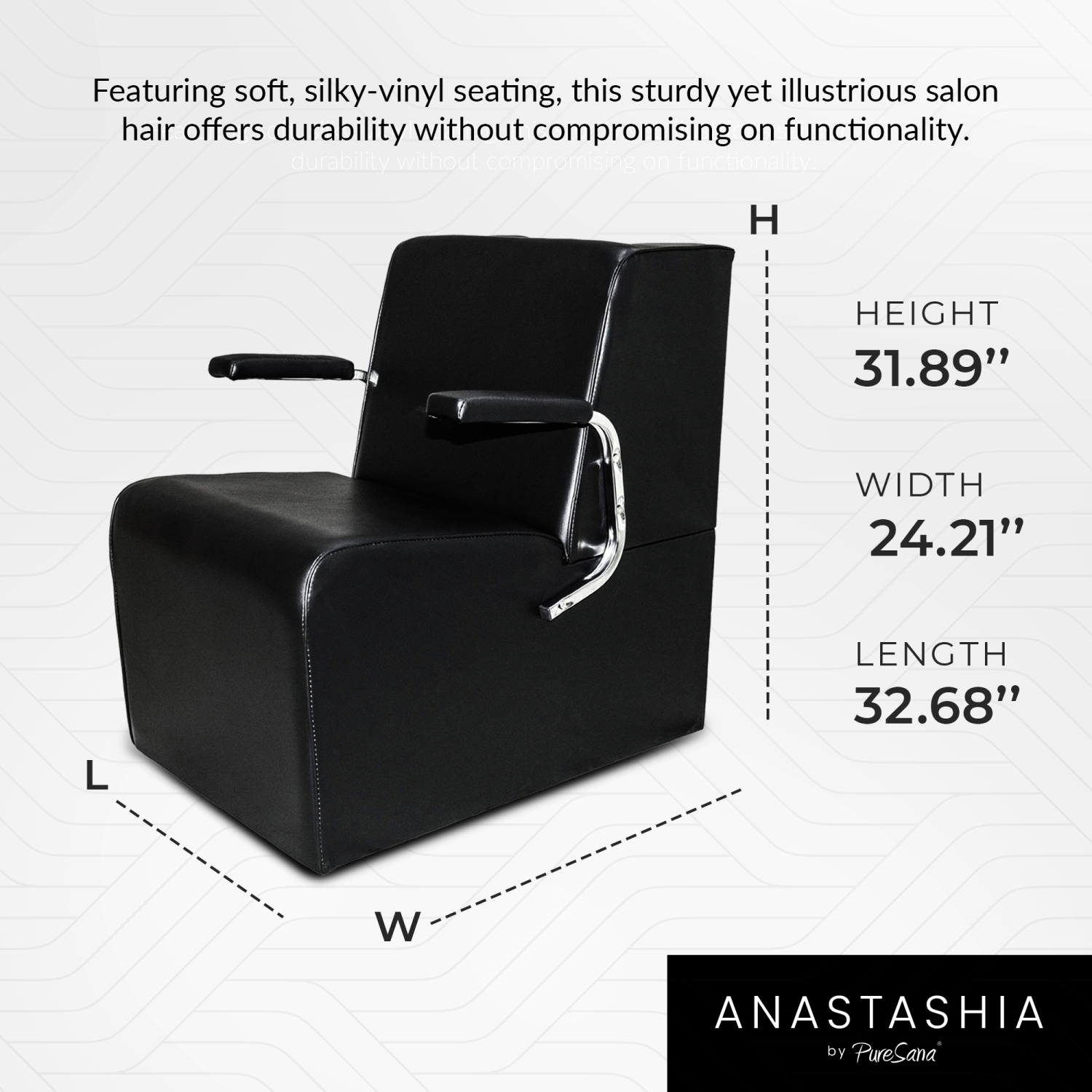 PureSana – Chaise sèche-cheveux à plateforme professionnelle en vinyle Anastasia, chrome, noir