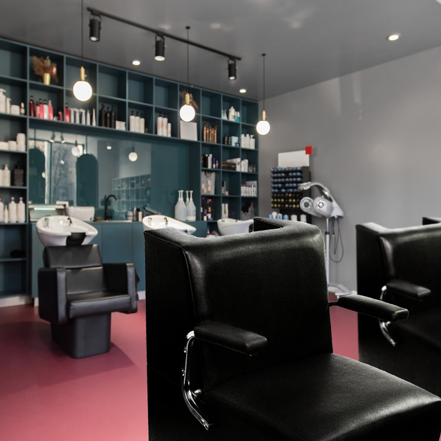 PureSana – Chaise sèche-cheveux à plateforme professionnelle en vinyle Anastasia, chrome, noir