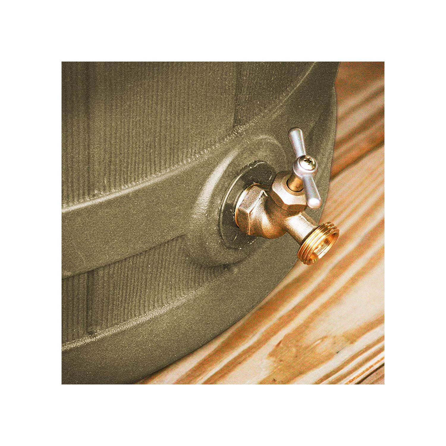 Good Ideas Rain Wizard 50 Gallon Plastic Rain Barrel Water Collector, Khaki