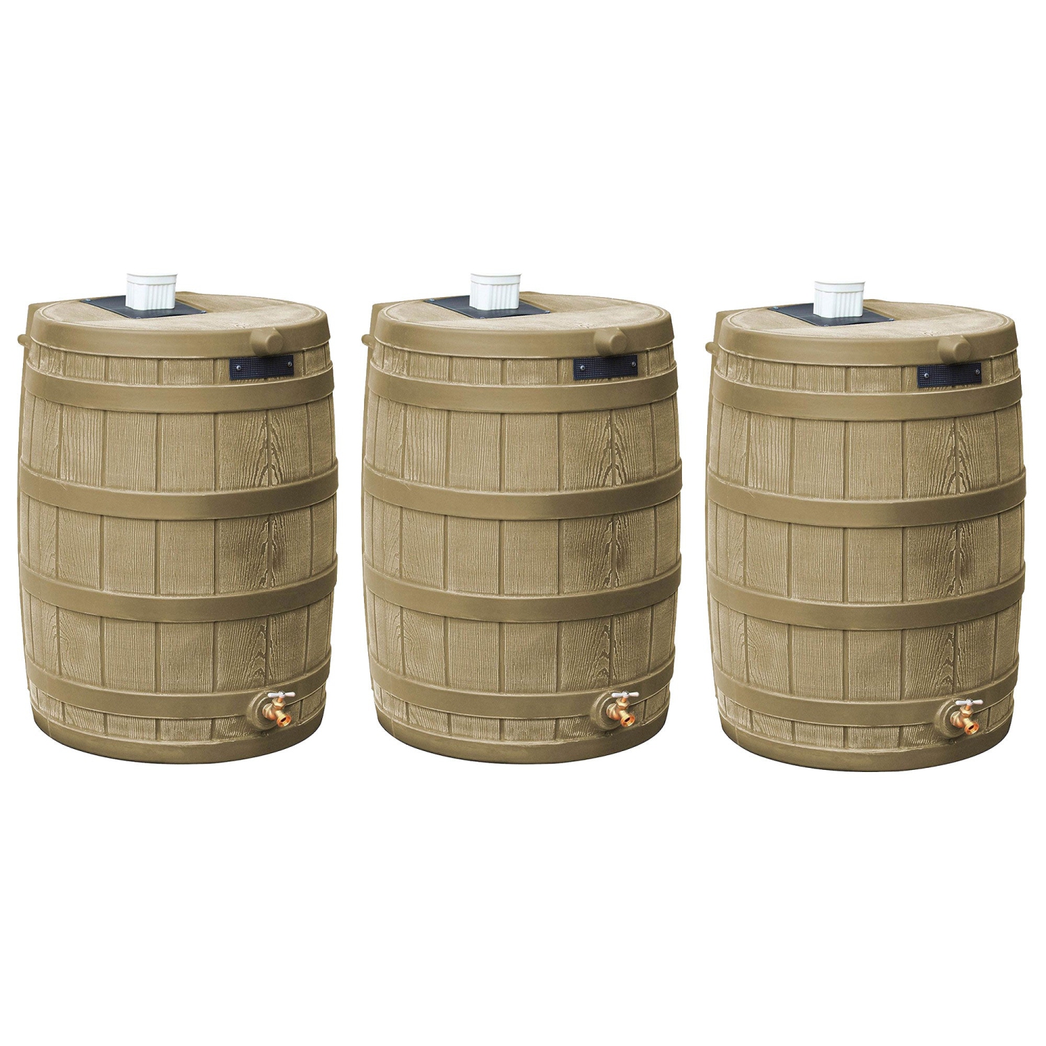 Good Ideas Rain Wizard 50 Gallon Plastic Barrel Water Collector, Khaki