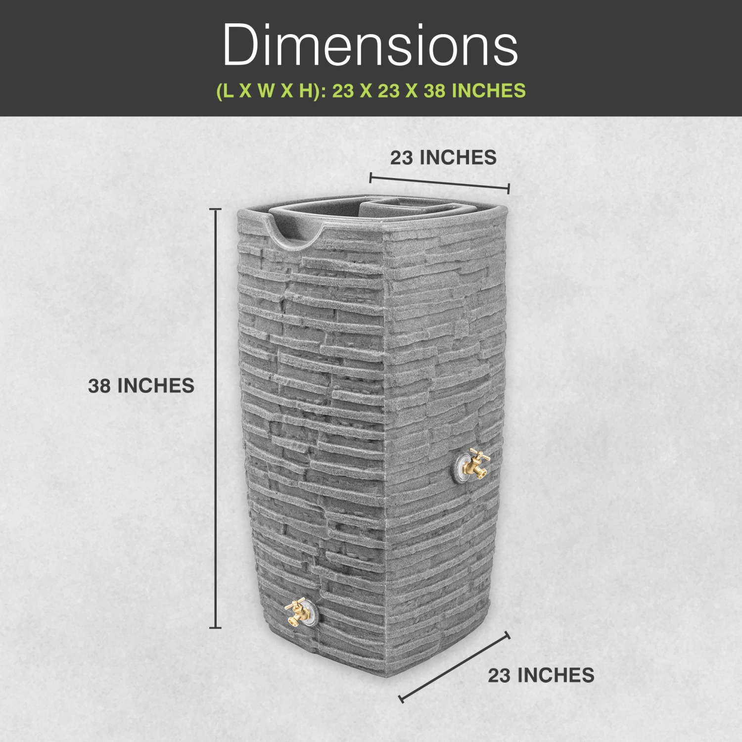 Good Ideas Impressions Riverwalk 50 Gal Rain Saver with Spigots, Light Granite