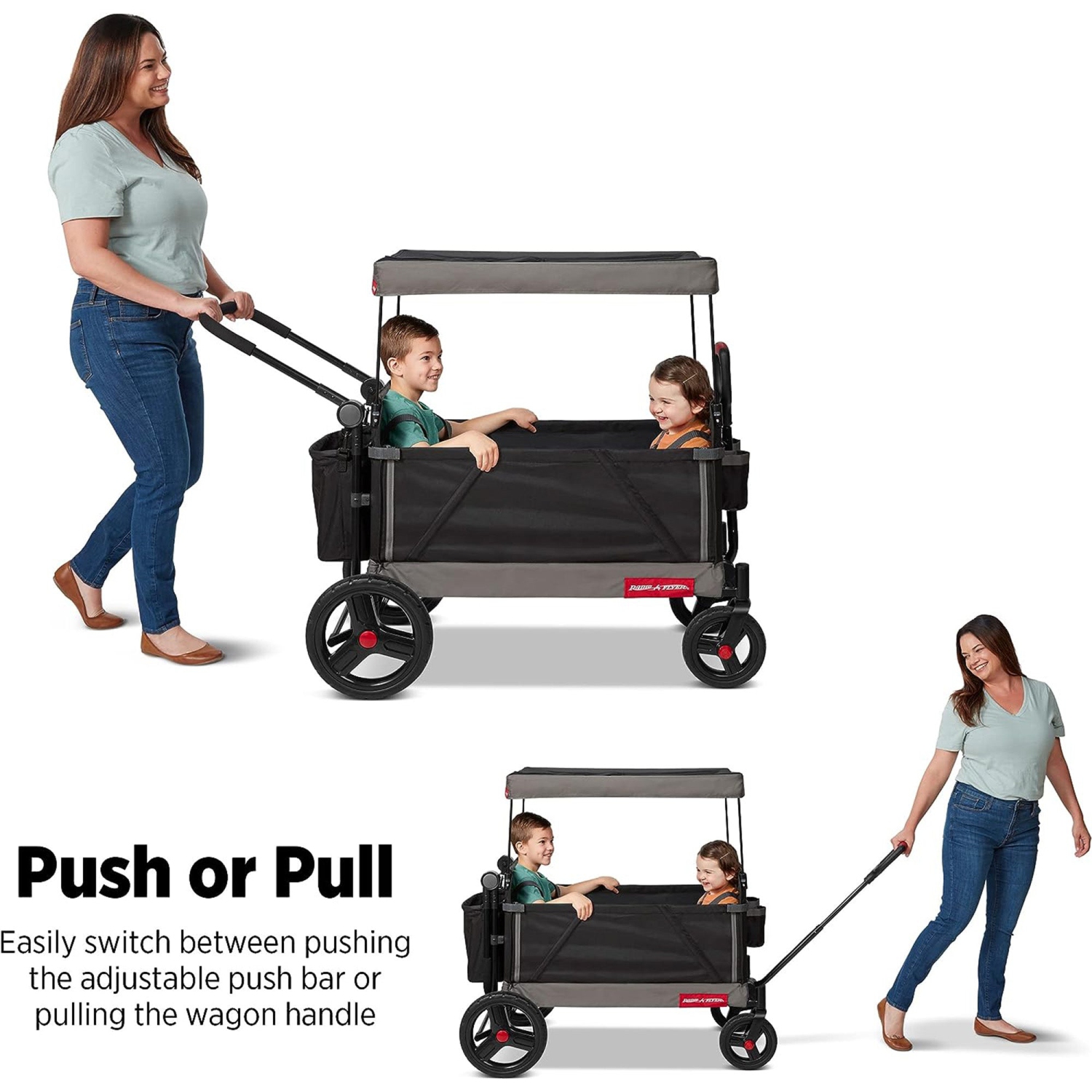 Radio Flyer pliable Trav’ler Stroll 'N Wagon avec housse de protection, noir