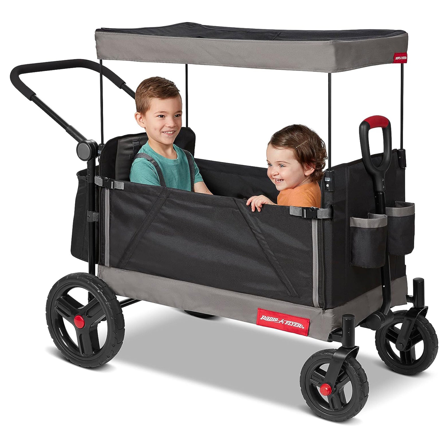 Radio Flyer pliable Trav’ler Stroll 'N Wagon avec housse de protection, noir