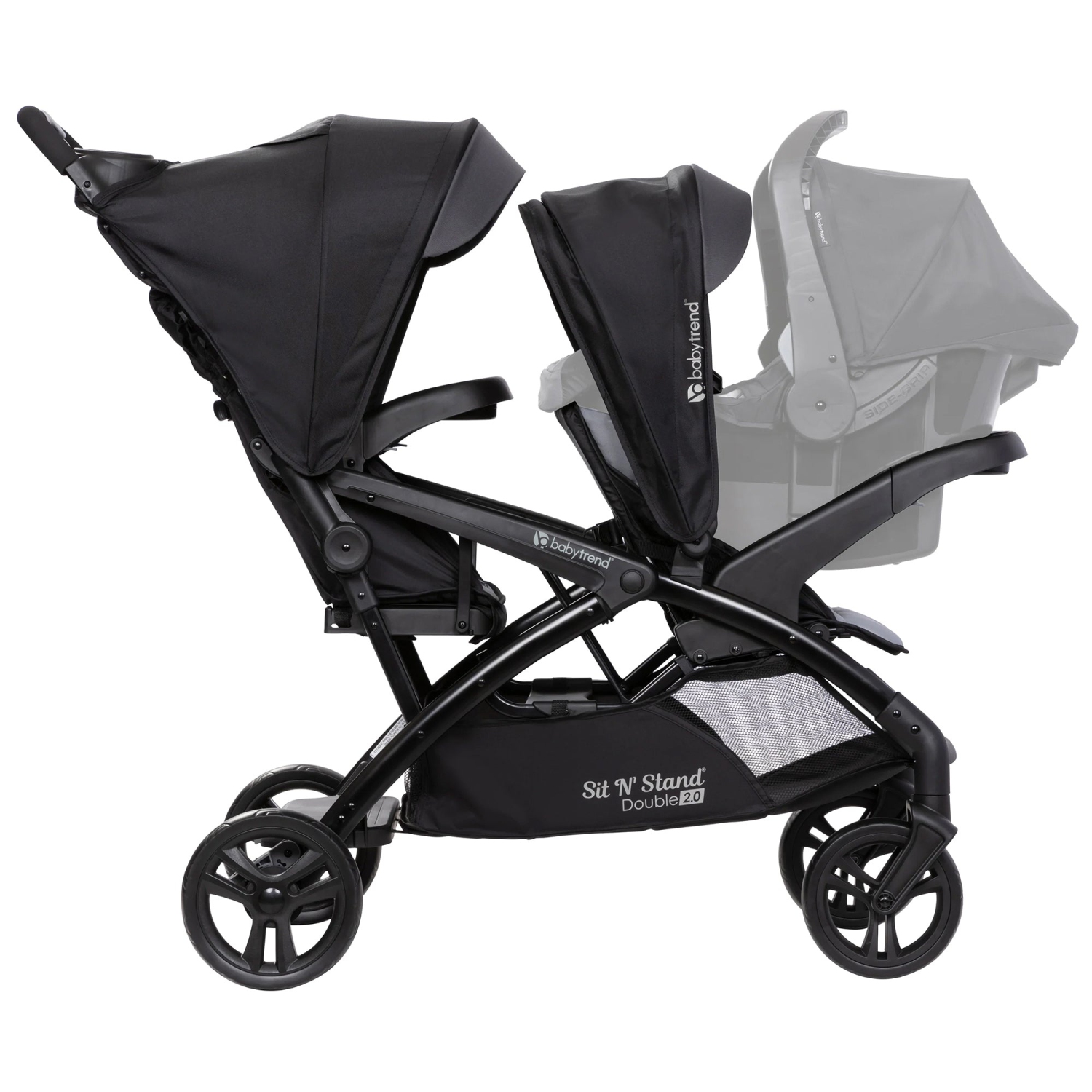 Baby Trend Sit N' Stand Double Stroller with EZ-Lift Car Seat, Stormy