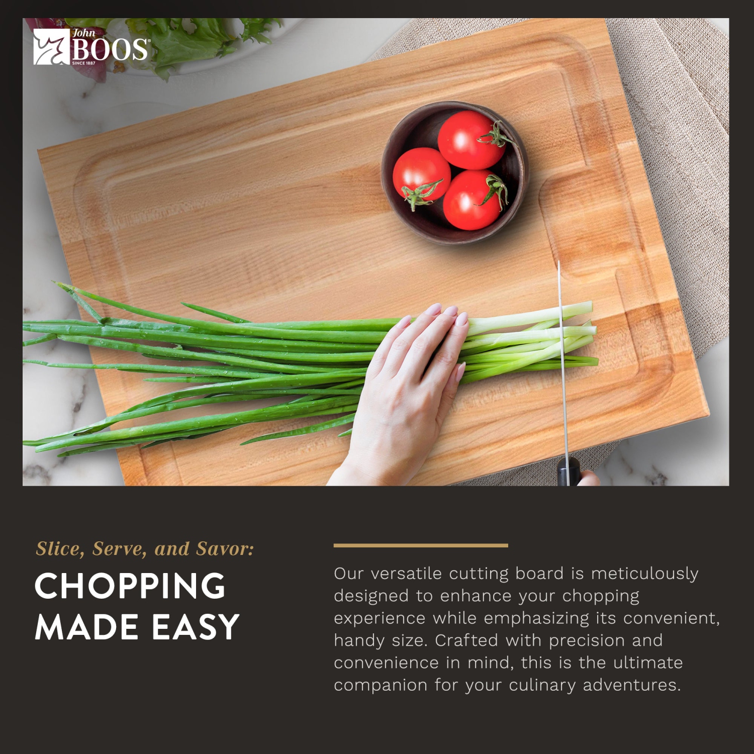 John Boos – planche à découper en érable au jus Groove, 20 x 15 x 1,5 po
