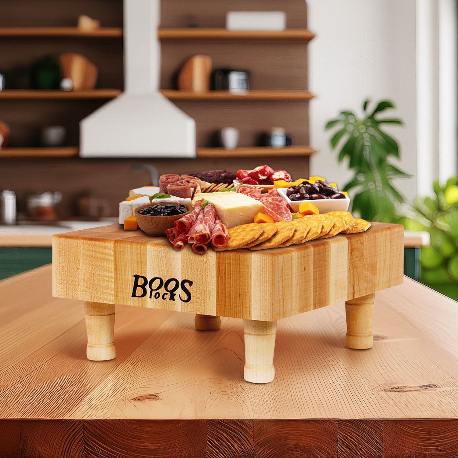 John Boos – planche à découper carrée en bois avec pieds de la série MC, 12 x 12 po, érable