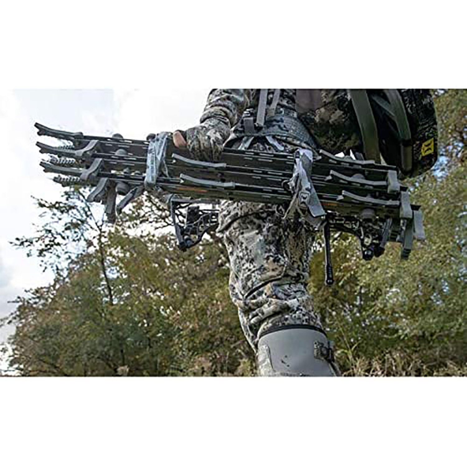 Hawk Kickback LVL Hang On Tree Stand with Footrest & Set of 3 Climbing Sticks